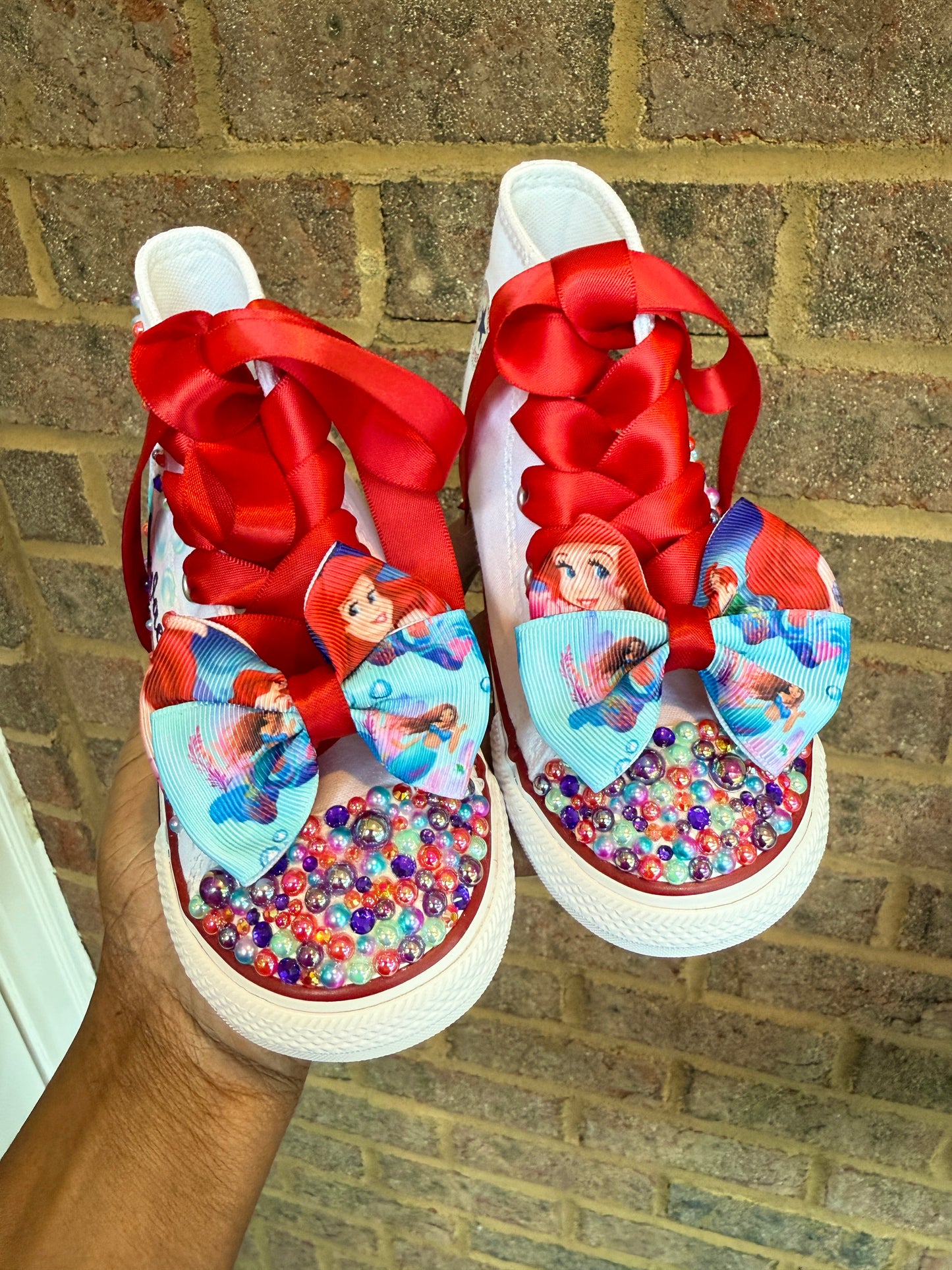 Little Mermaid Bling Converse Shoes