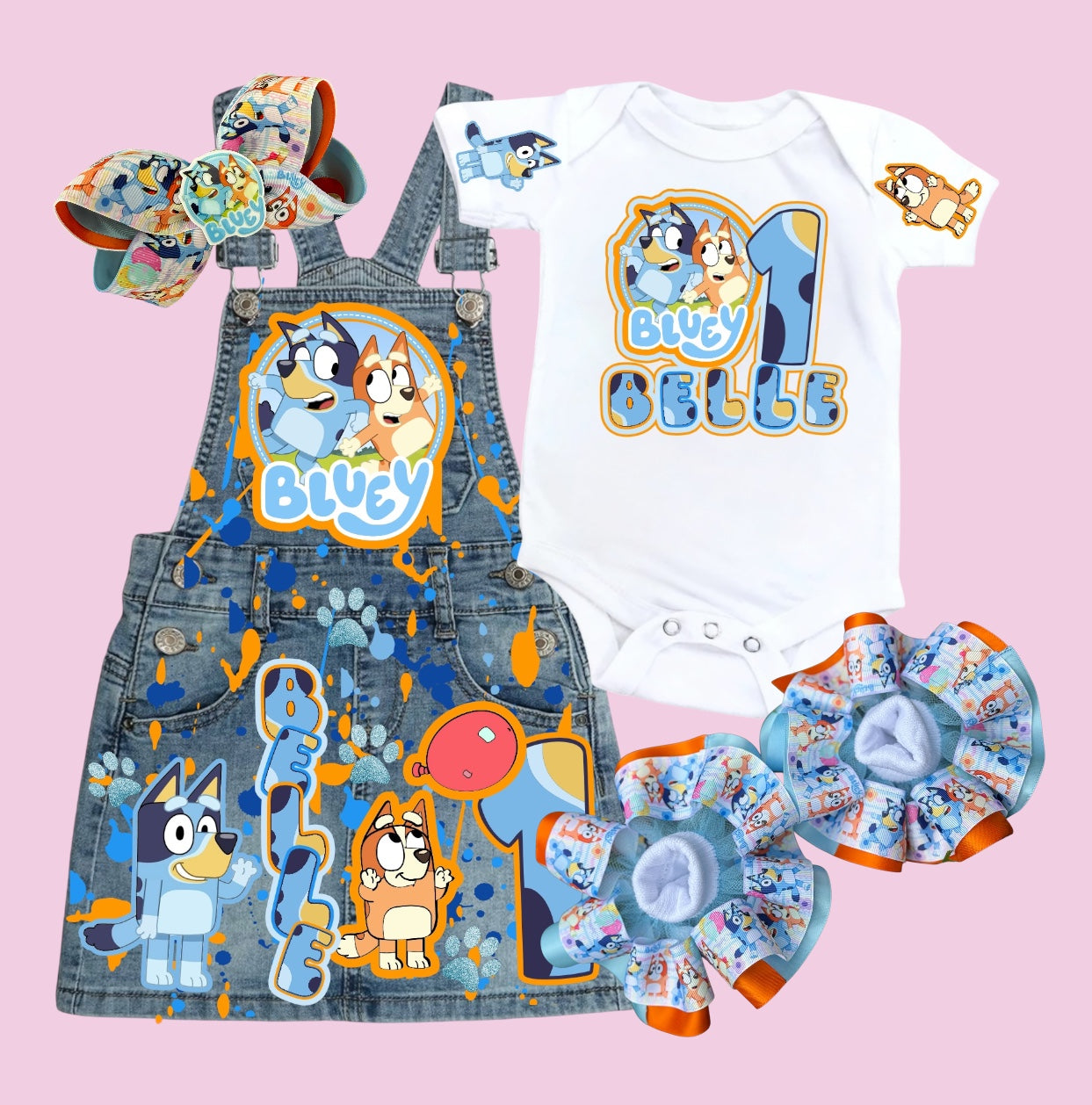 Bluey Denim overall Dress, Bluey Jeans outfit, Bluey Overall