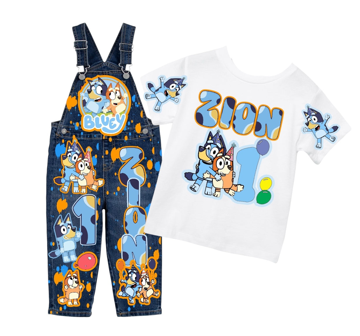 Bluey Boys Overall / Jumpsuit set with Matching shoes #Mockup