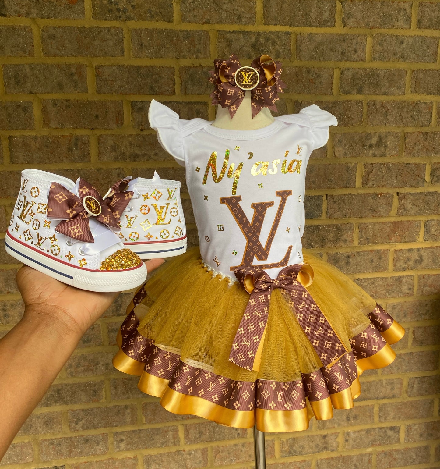L V Designer Tutu outfit with Matching Shoes