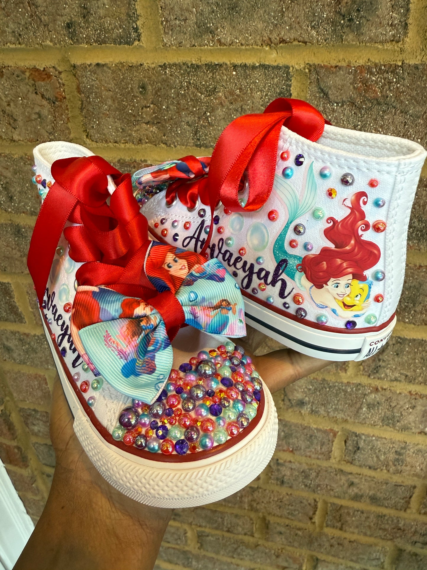 Little Mermaid Bling Converse Shoes