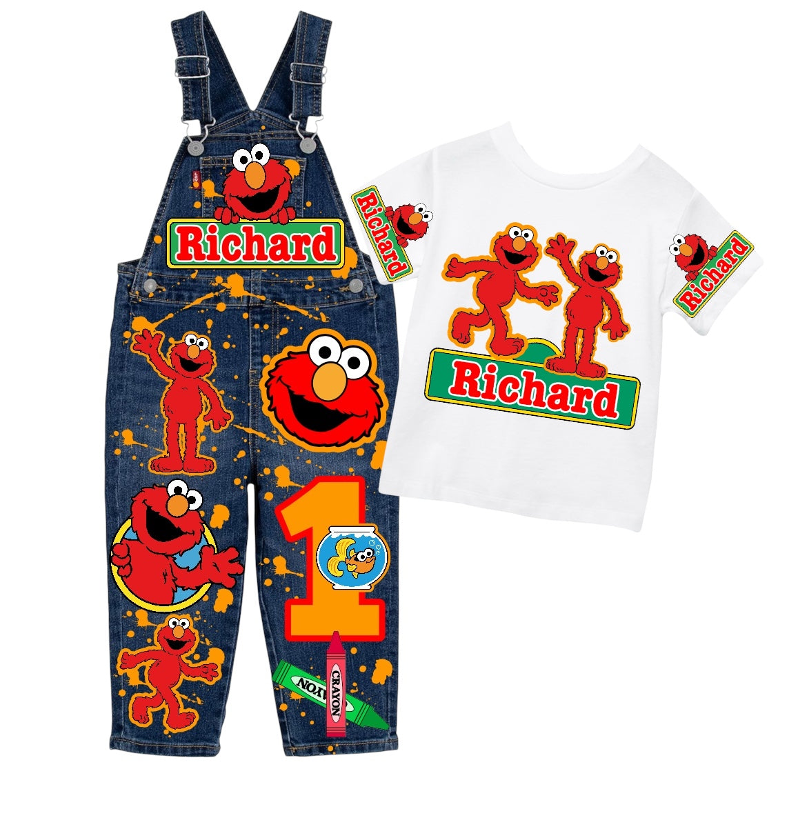 Elmo Boys Overall / Jumpsuit set with Matching shoes #Mockup