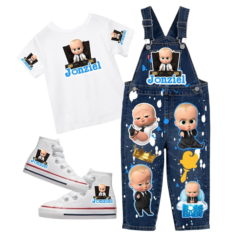 Boss Baby Overall outfit / Boss Baby Jumpsuit set with Matching shoes #Mockup