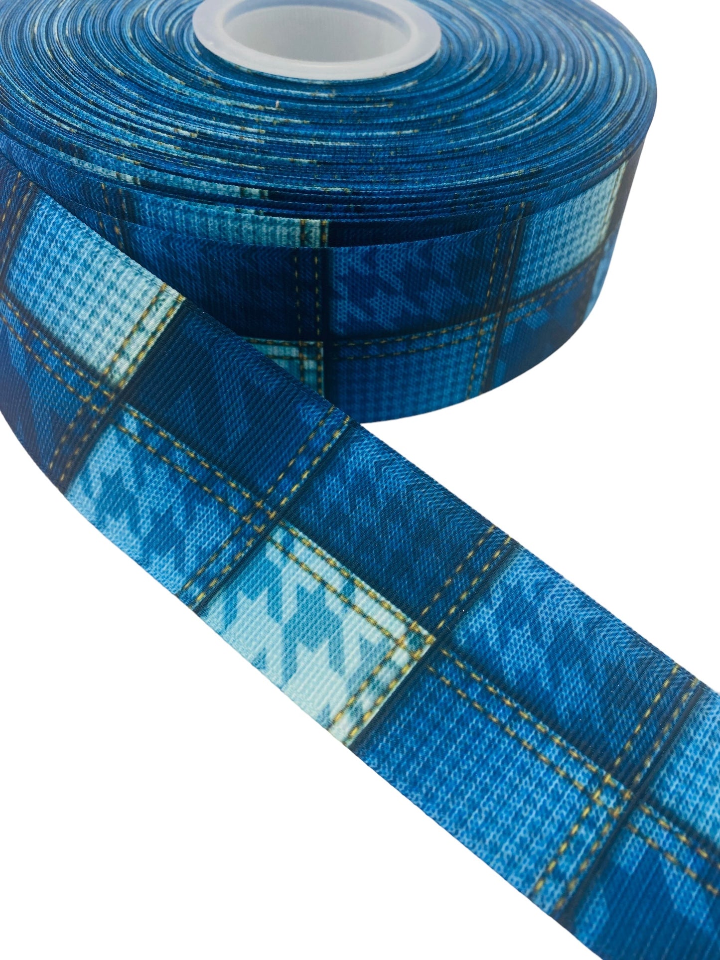 #C26 (Jeans Printed Grosgrain Ribbon 38mm/ 1.5 Inch Ribbon) 1 Yard 🟢