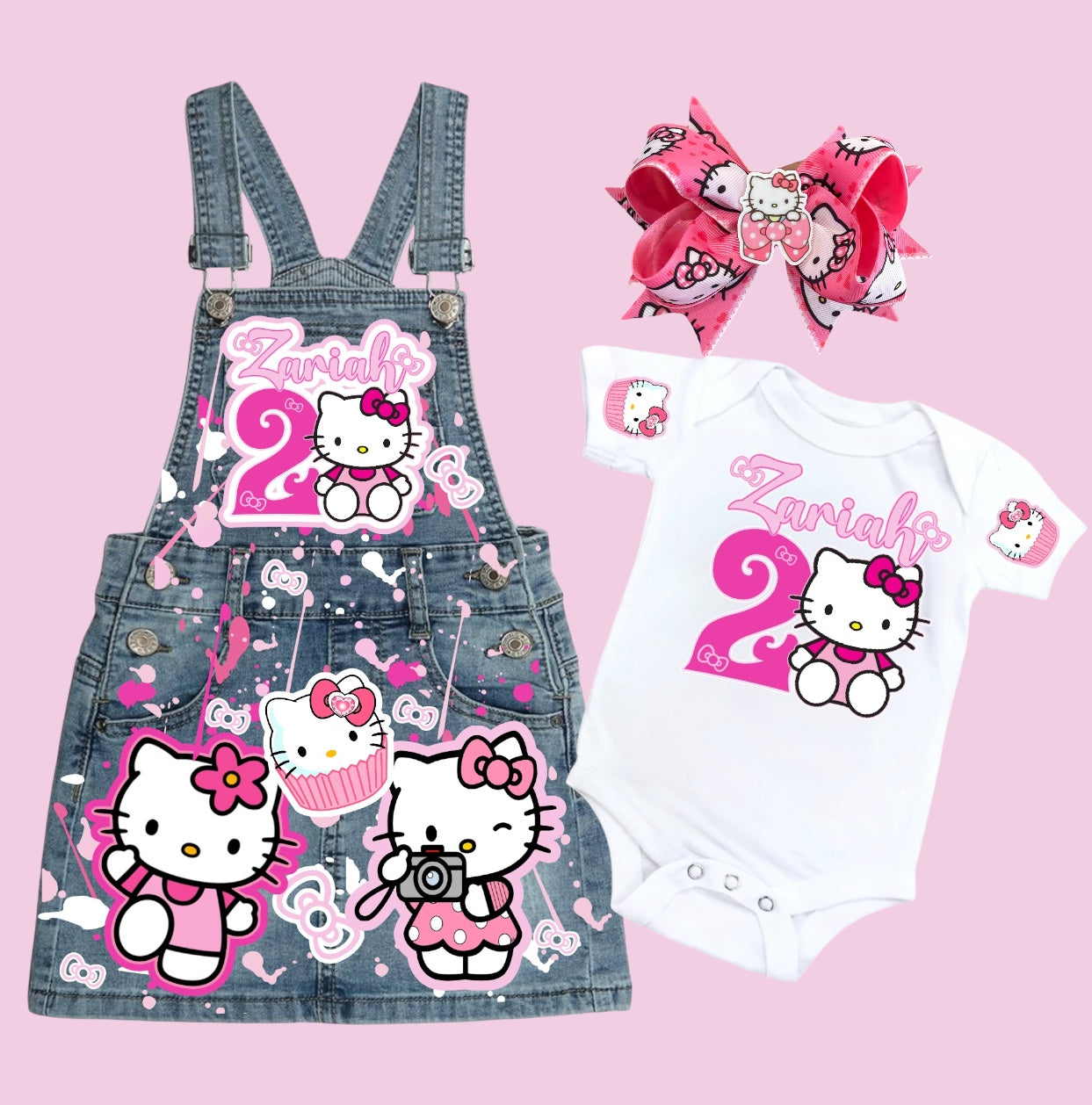 Hello Kitty Denim Overall, Hello Kitty Jeans outfit, Hello Kitty denim Dress