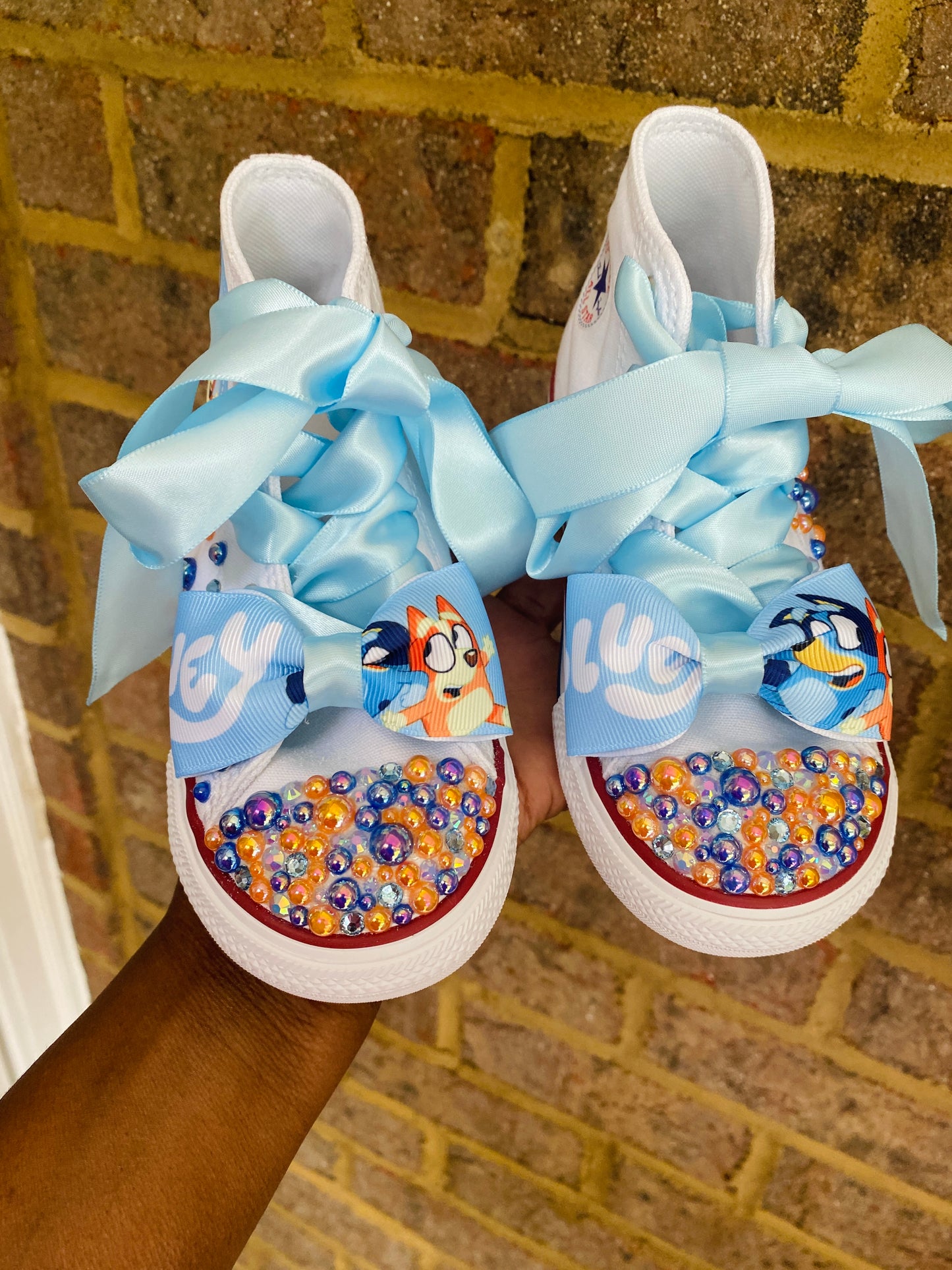 Personalize Bluey Bling Converse Sneakers, Bluey sneakers, Bluey Birthday sneakers