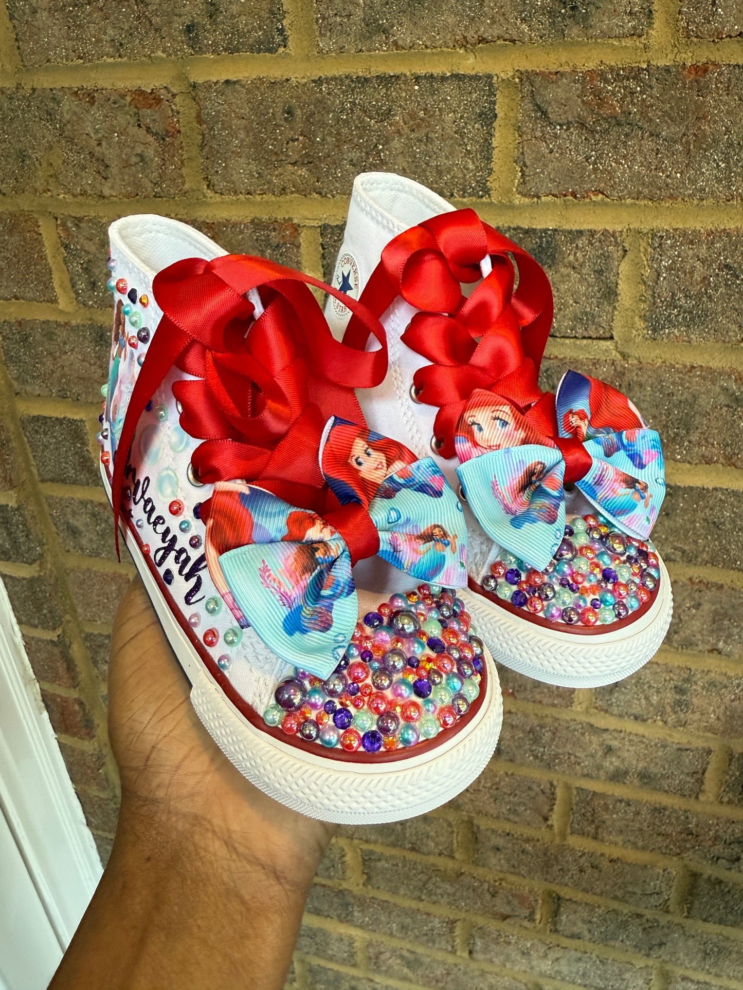 Little Mermaid Bling Converse Shoes