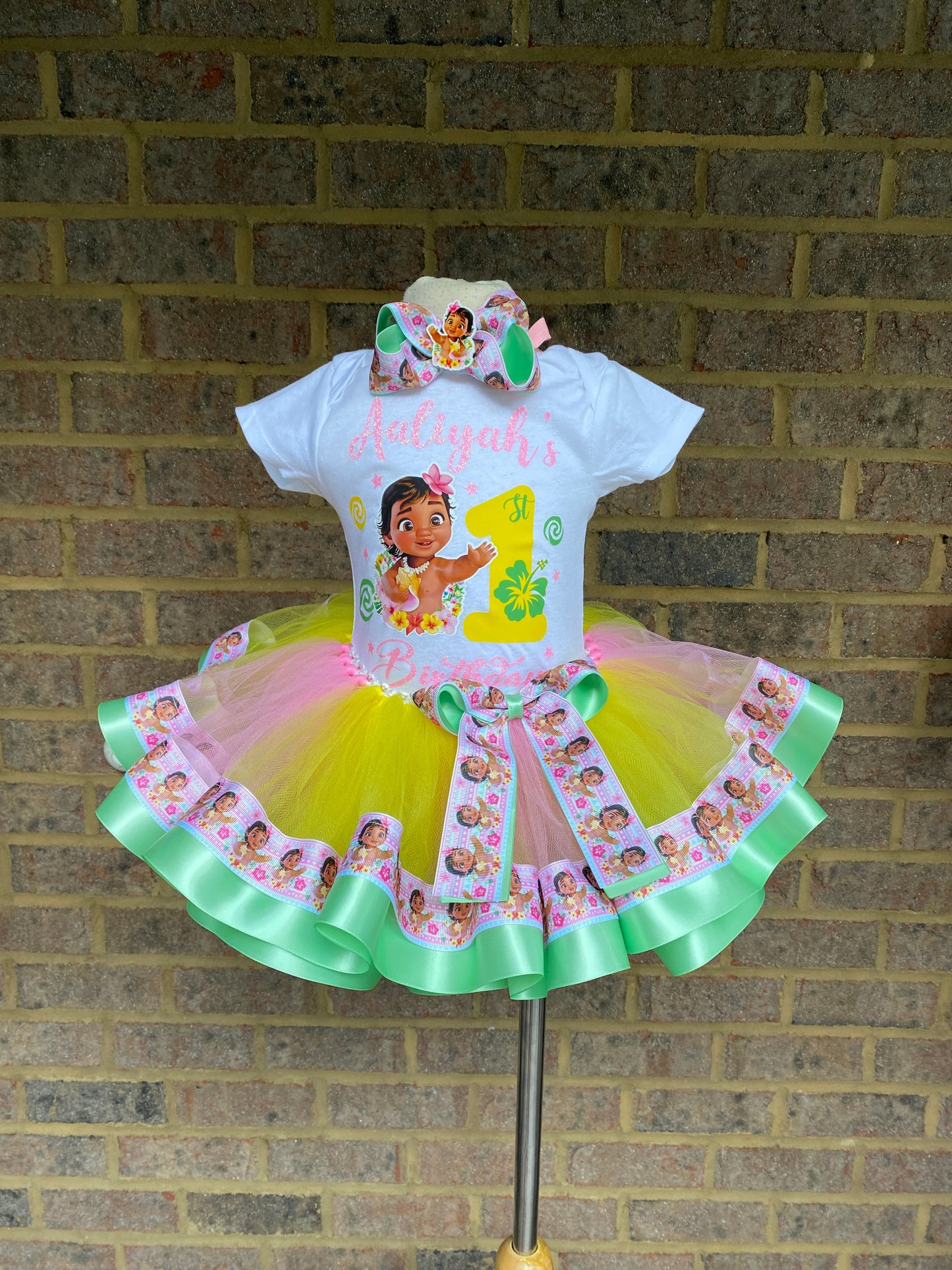 Moana Tutu Outfit (3 layer Ribbon Trimmed tutu outfit)