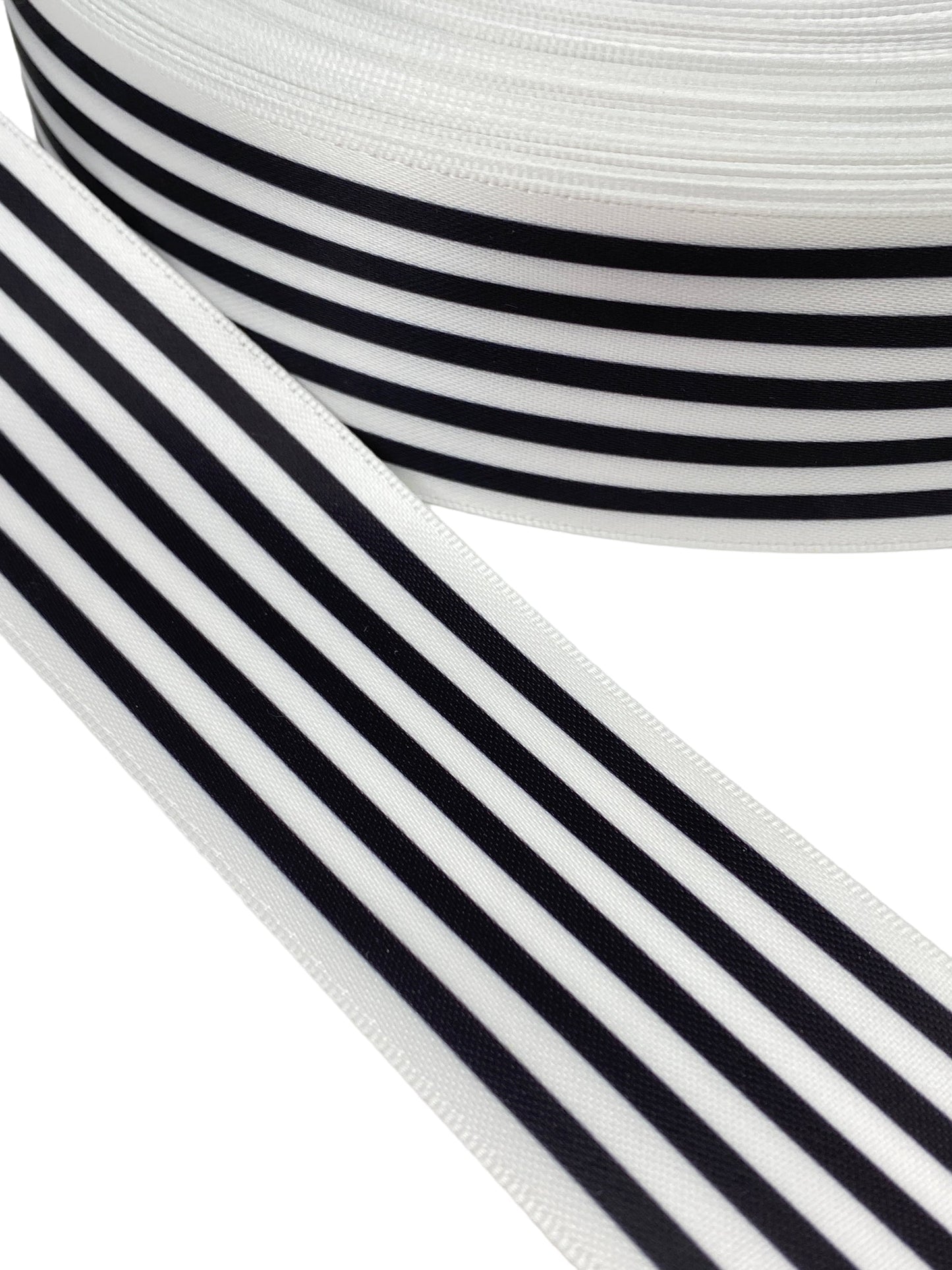 (2 yards) Single Face Design Satin, Black and white ribbon 1.5 inches/38mm,