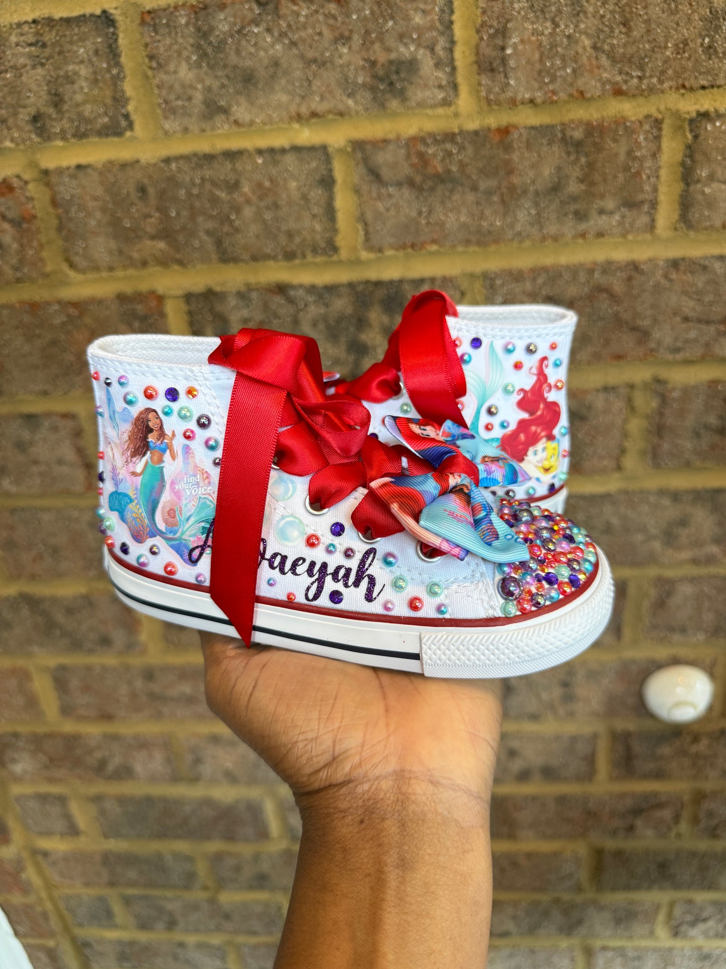 Little Mermaid Bling Converse Shoes
