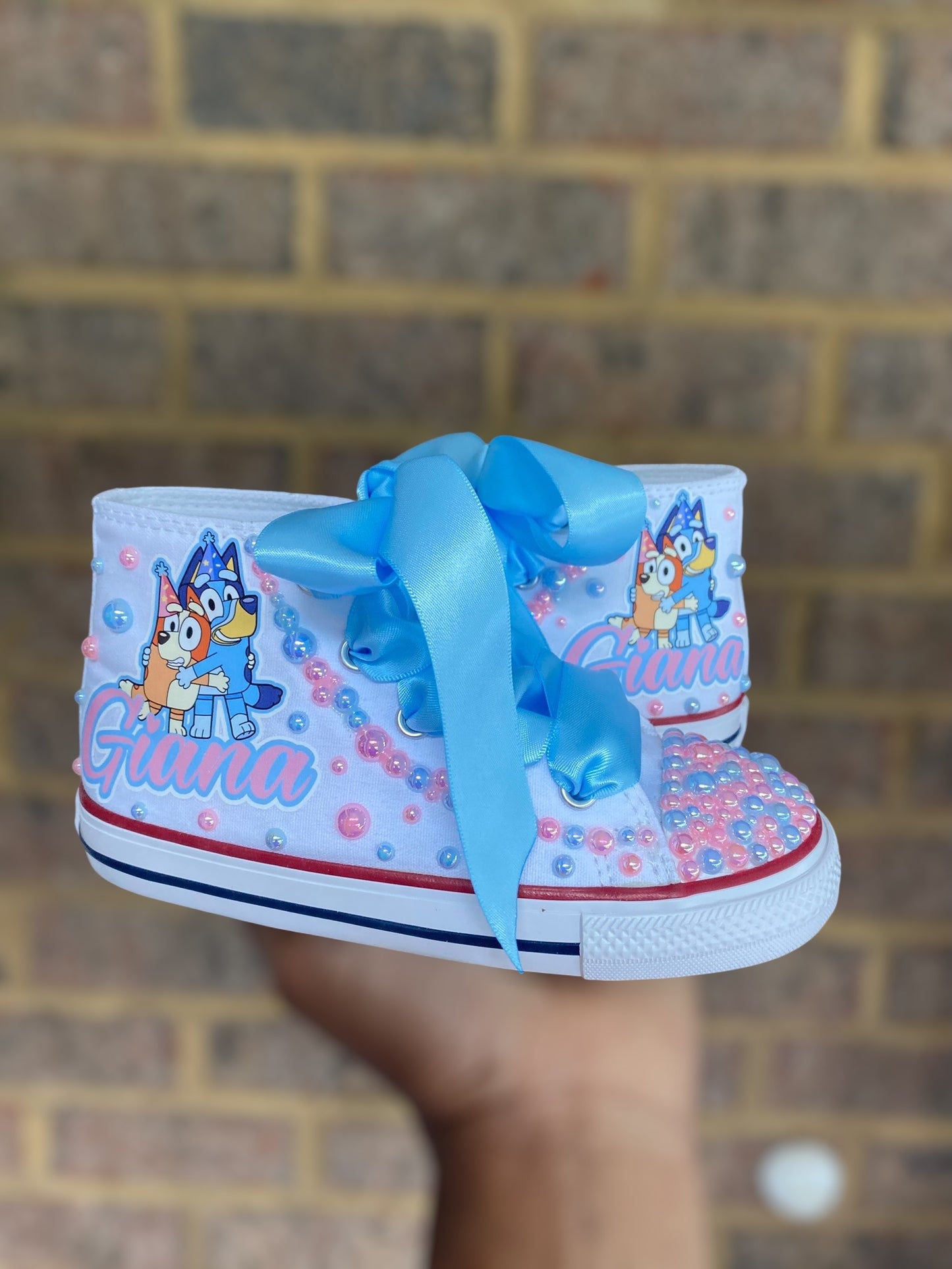 Bluey Bling Converse Sneakers, Bluey sneakers, personalized Bluey sneakers