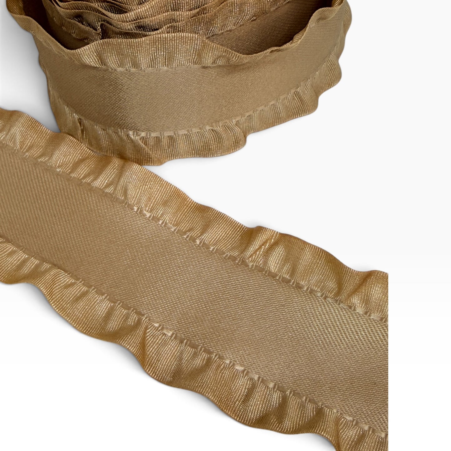 Brown Ruffle Edge Ribbon (per yard) 1.5 inch