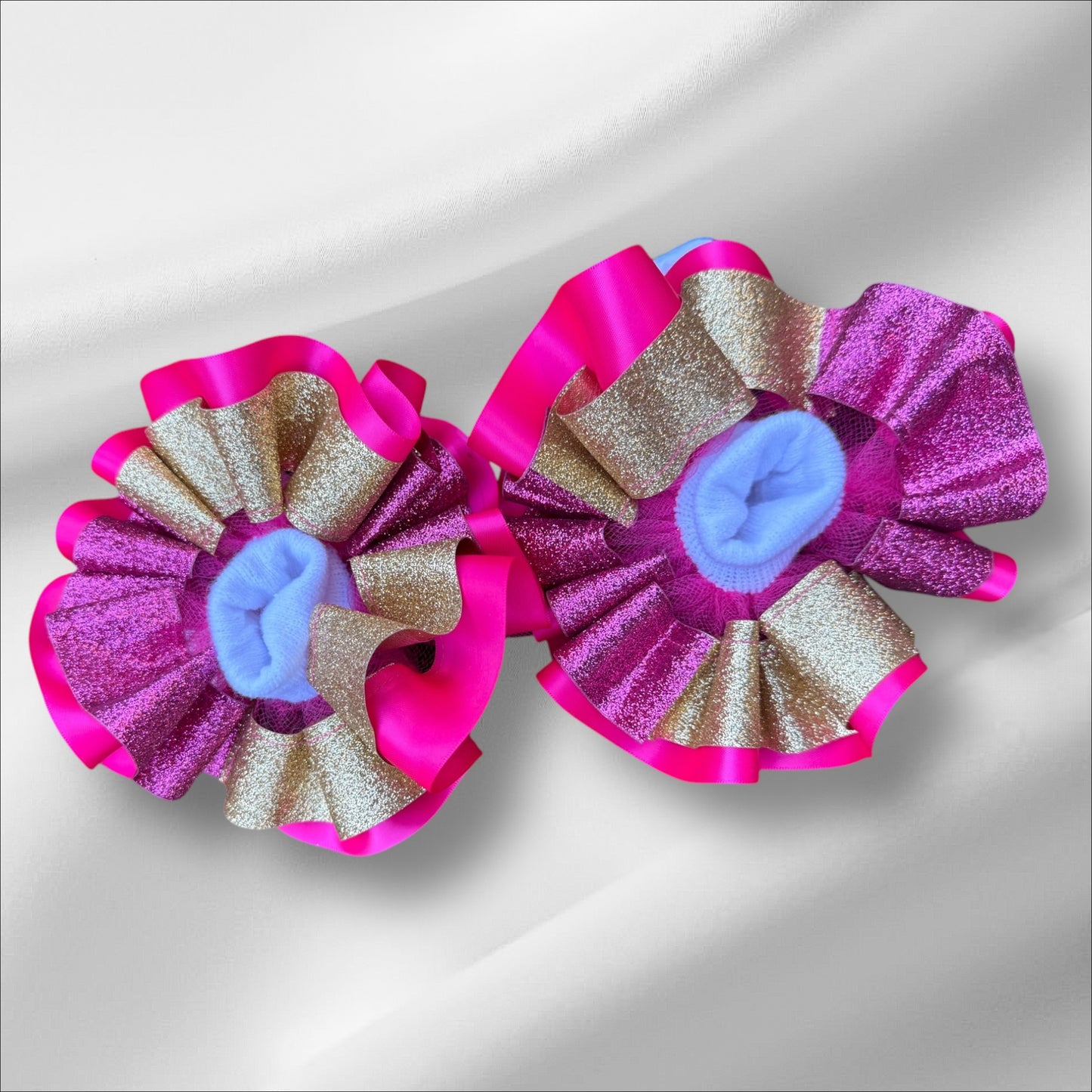 Pink and Gold Ruffle Socks ( Double Layer Ribbon Ruffle socks)