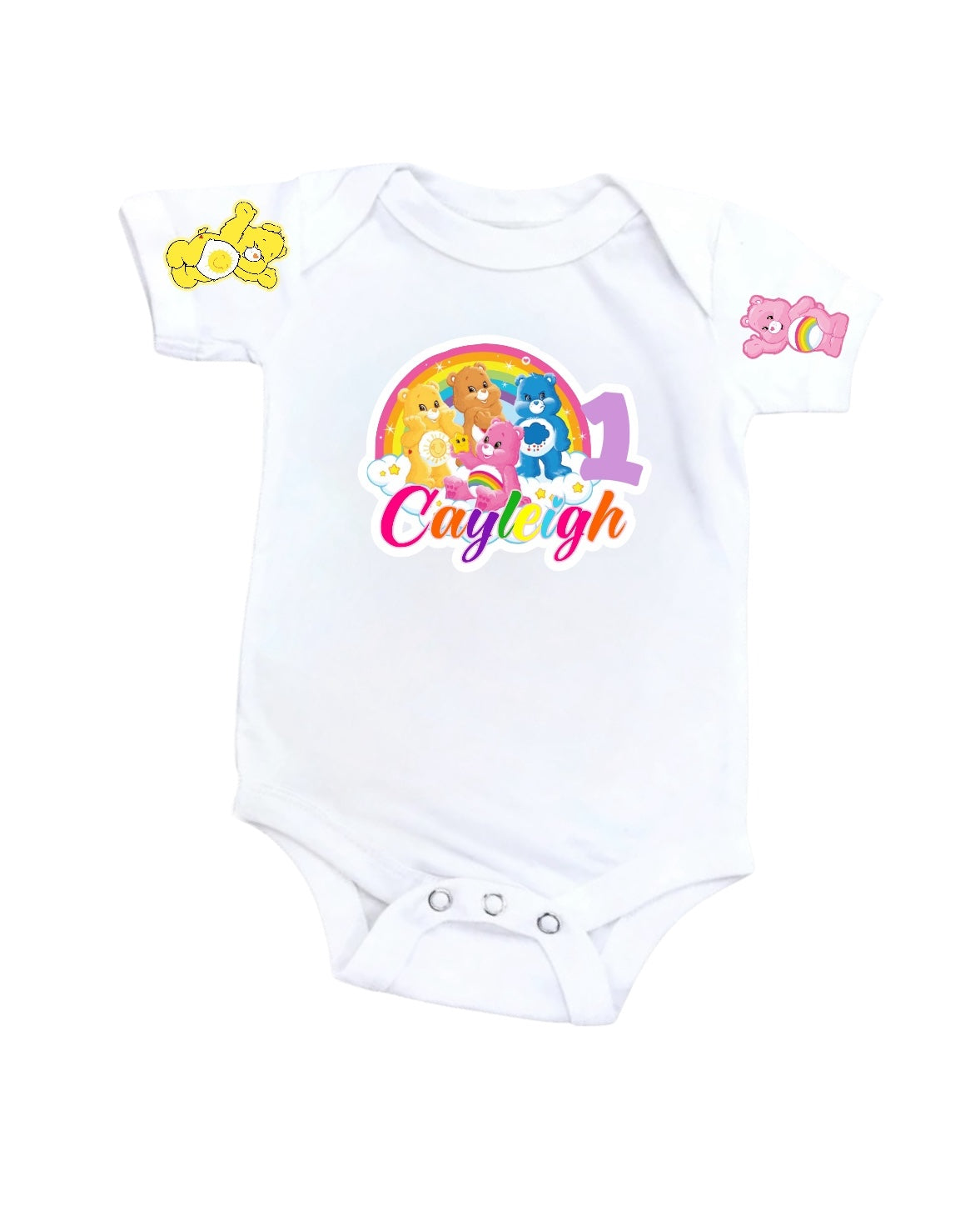 Carebear Denim outfit, Carebear jeans overall dress, Carbear Birthday jeans outfit