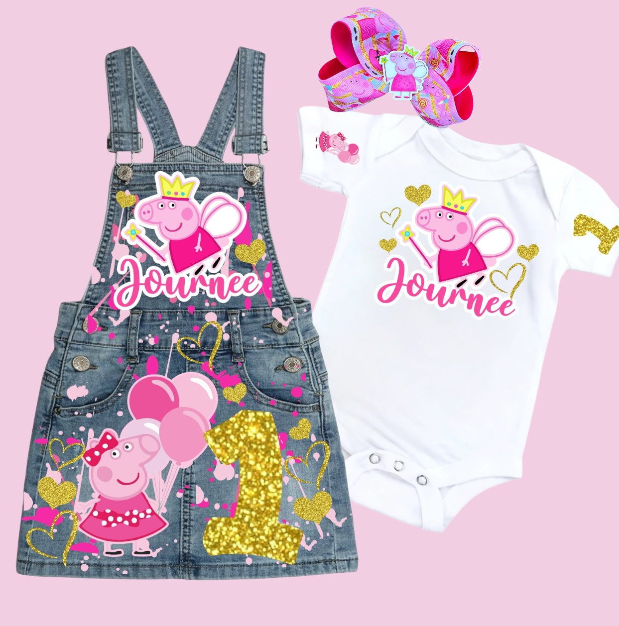 Peppa Pig Denim overall dress, Peppa pig jeans dress, Peppa Pig Denim Outfit