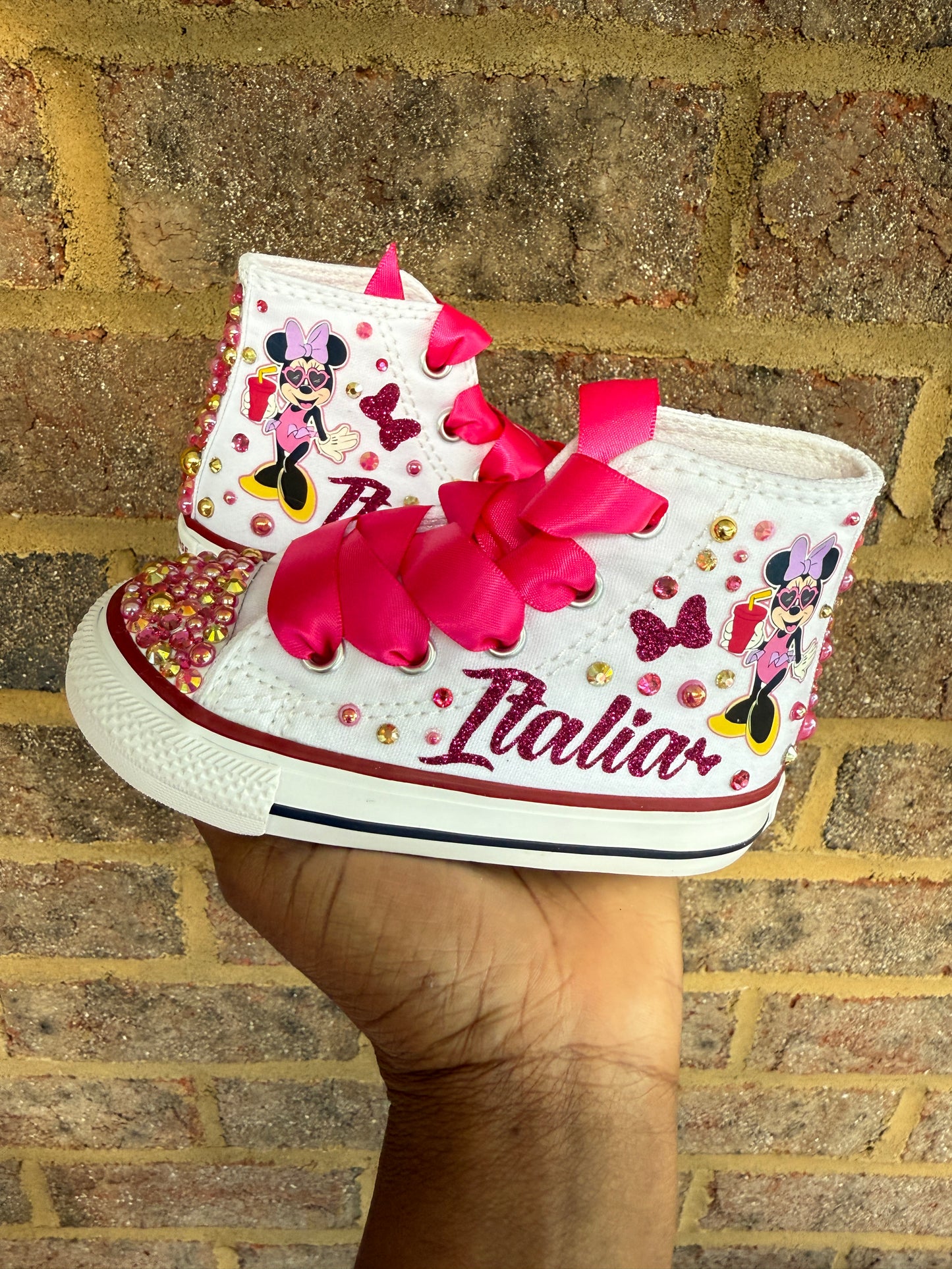 Minnie Mouse Bling Converse Sneakers, Minnie Mouse converse sneakers