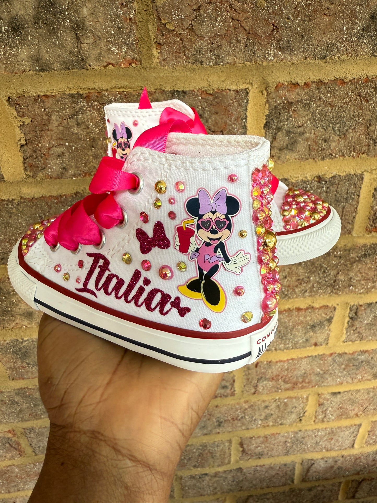 Minnie Mouse Bling Converse Sneakers, Minnie Mouse converse sneakers
