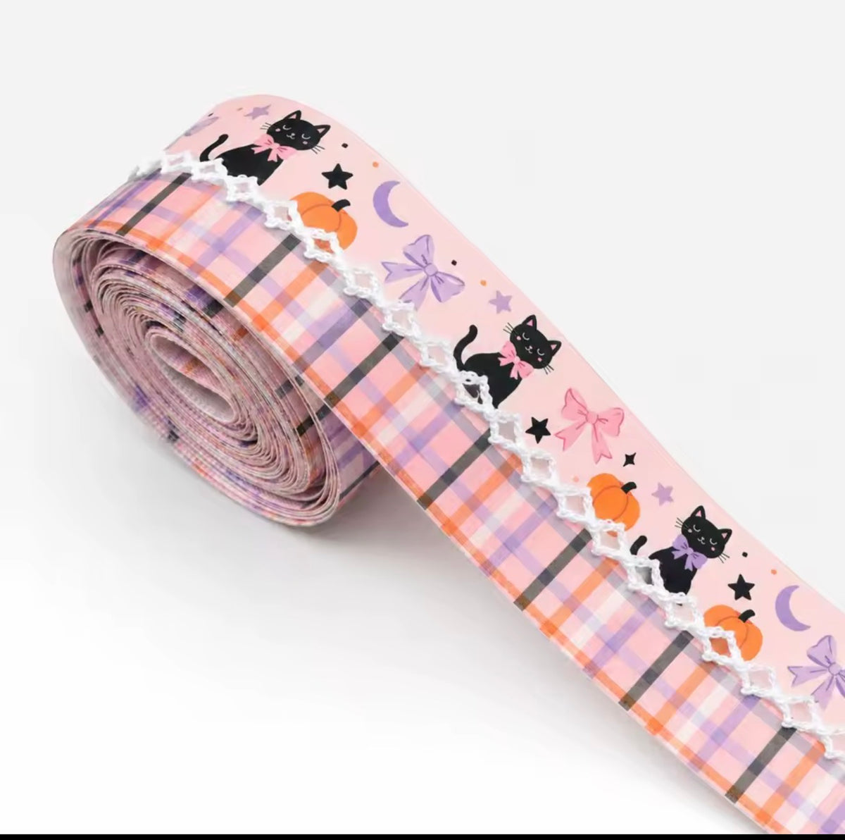 Halloween Ribbon ( size 32mm) single face design, Satin Halloween Ribbon