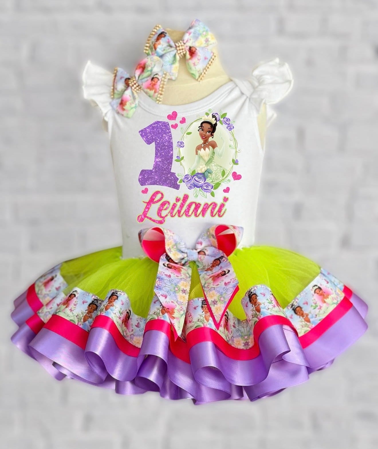 Tiana tutu set, Tiana tutu outfit, Princess Tiana tutu