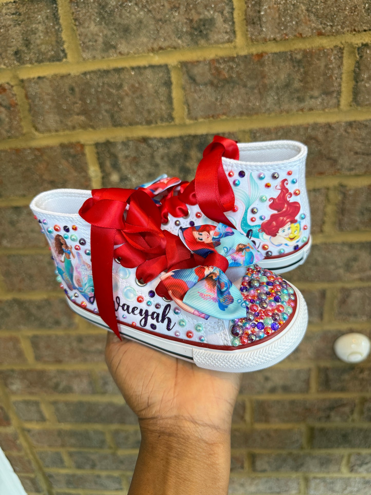 Little Mermaid Bling Converse Shoes