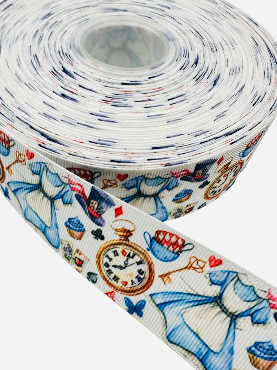 #C3 (38mm / 1.5 inch Ribbon, Alice In Wonderland Ribbon (1 Yard) 🟢