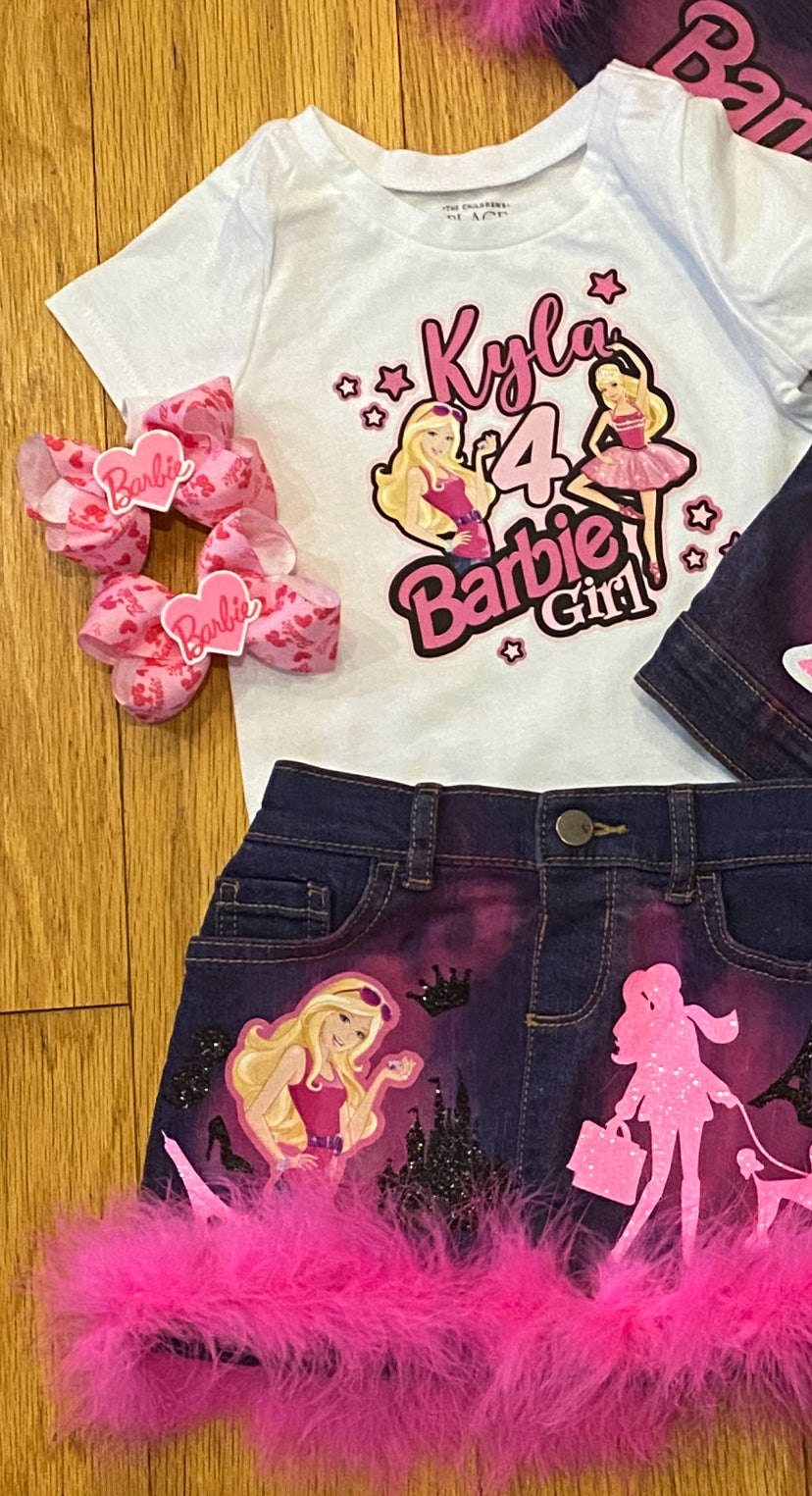 Barbie Jeans Outfit with matching Hair clips.