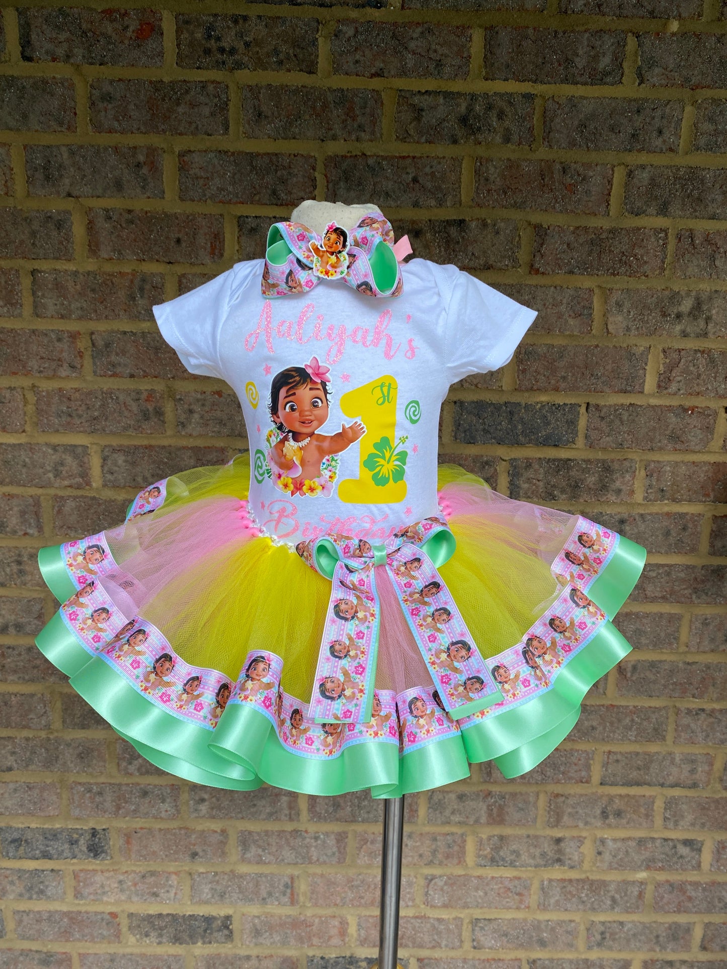 Moana Tutu Outfit (3 layer Ribbon Trimmed tutu outfit)