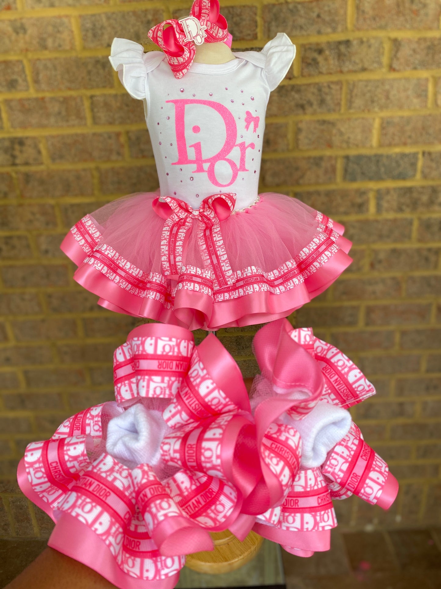 Designer Tutu Outfit with matching Socks and Bow ( Read Description)