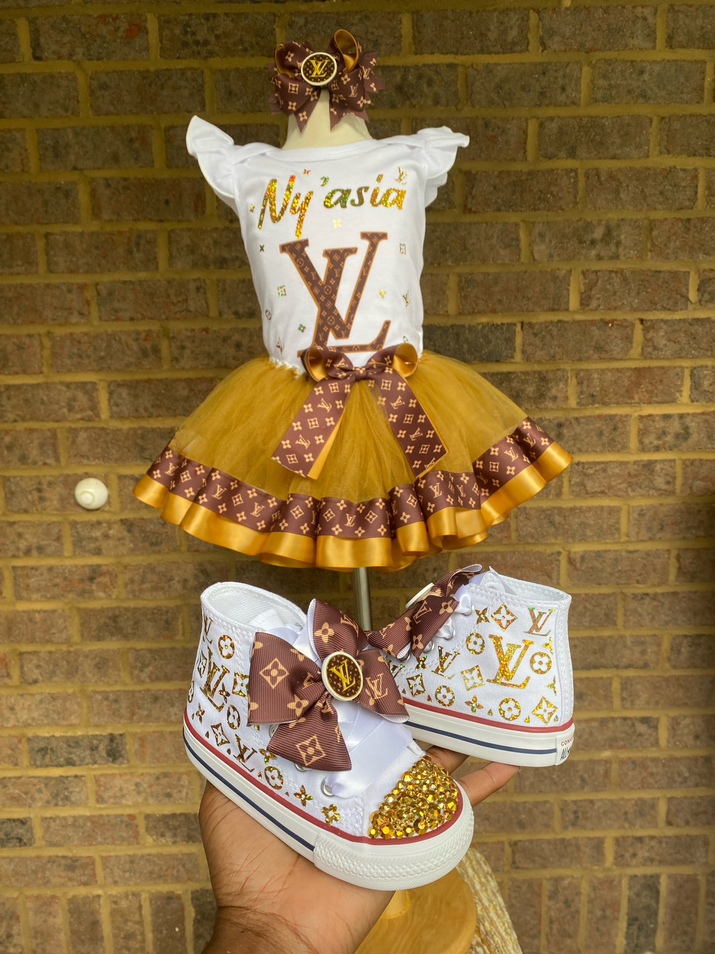 L V Designer Tutu outfit with Matching Shoes