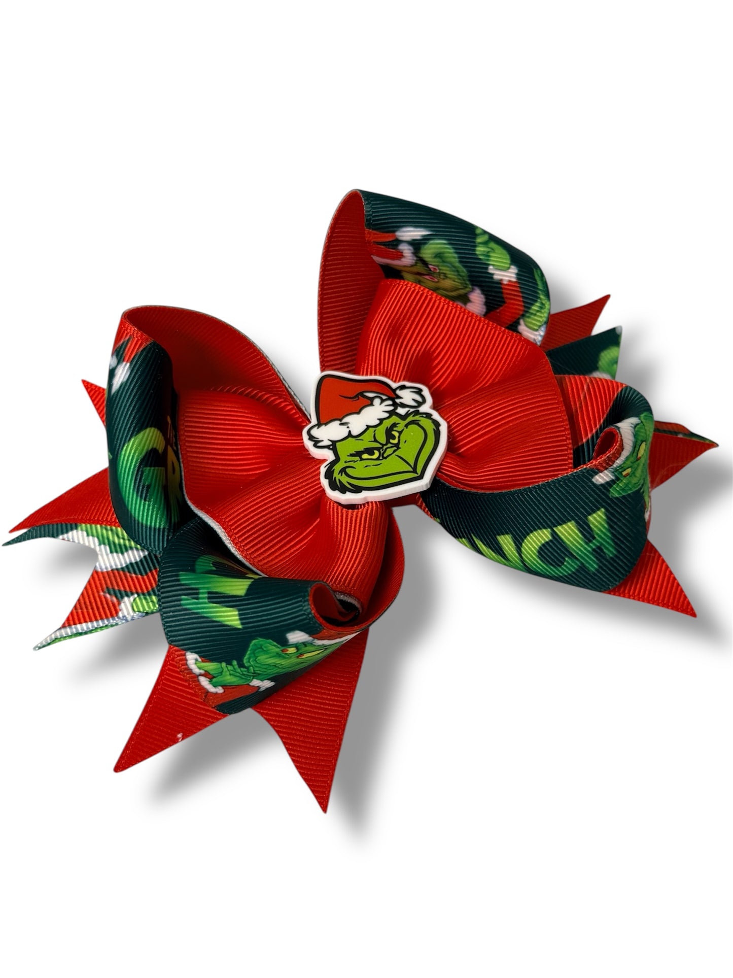 Grinch Hair Clip, Red and Green Grinch Hair clip, Green & Red Christmas Bow Hair Clip for Girls