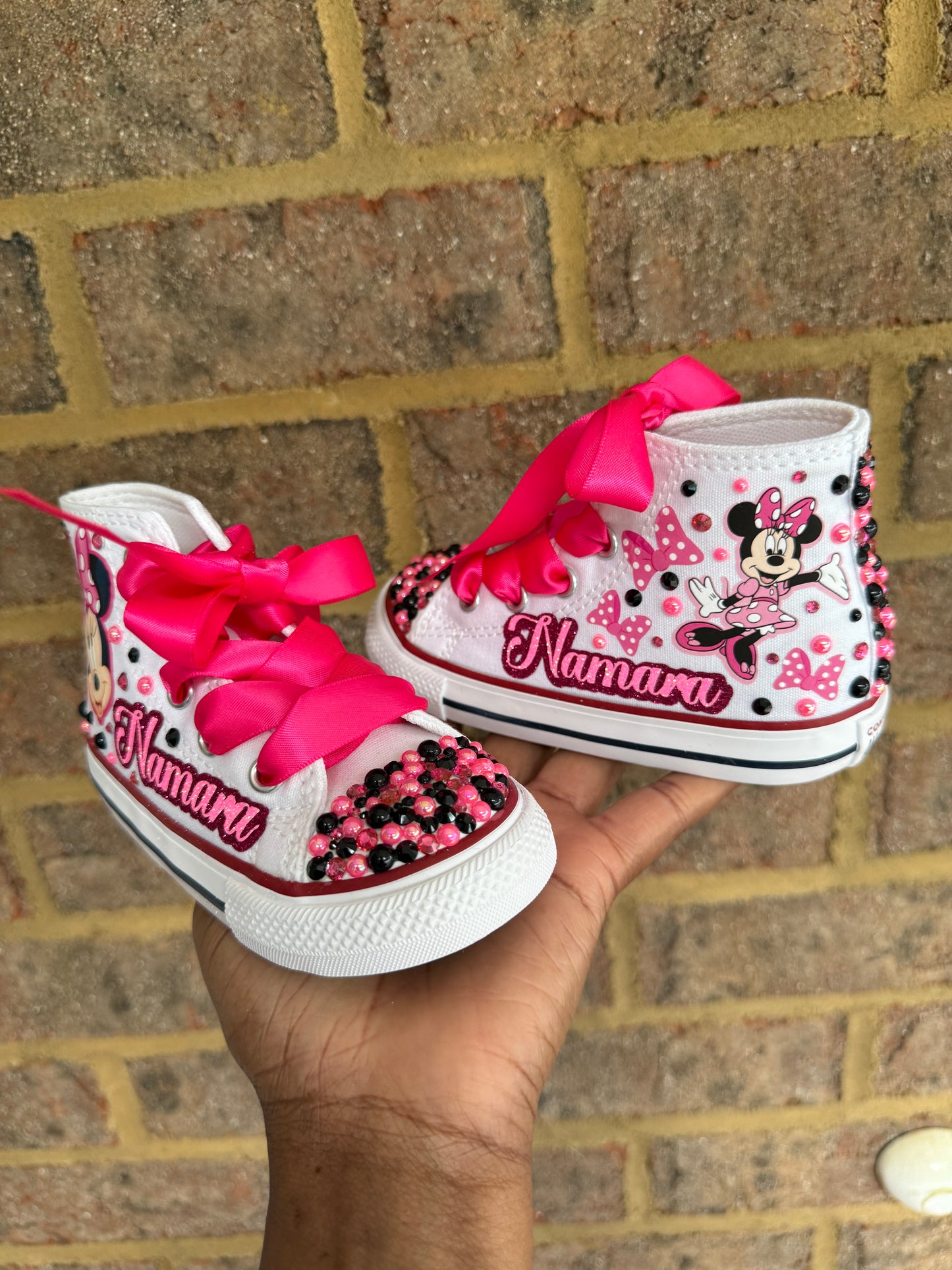 Minnie Mouse Bling Converse Sneakers, Minnie Mouse personalized Bling sneakers