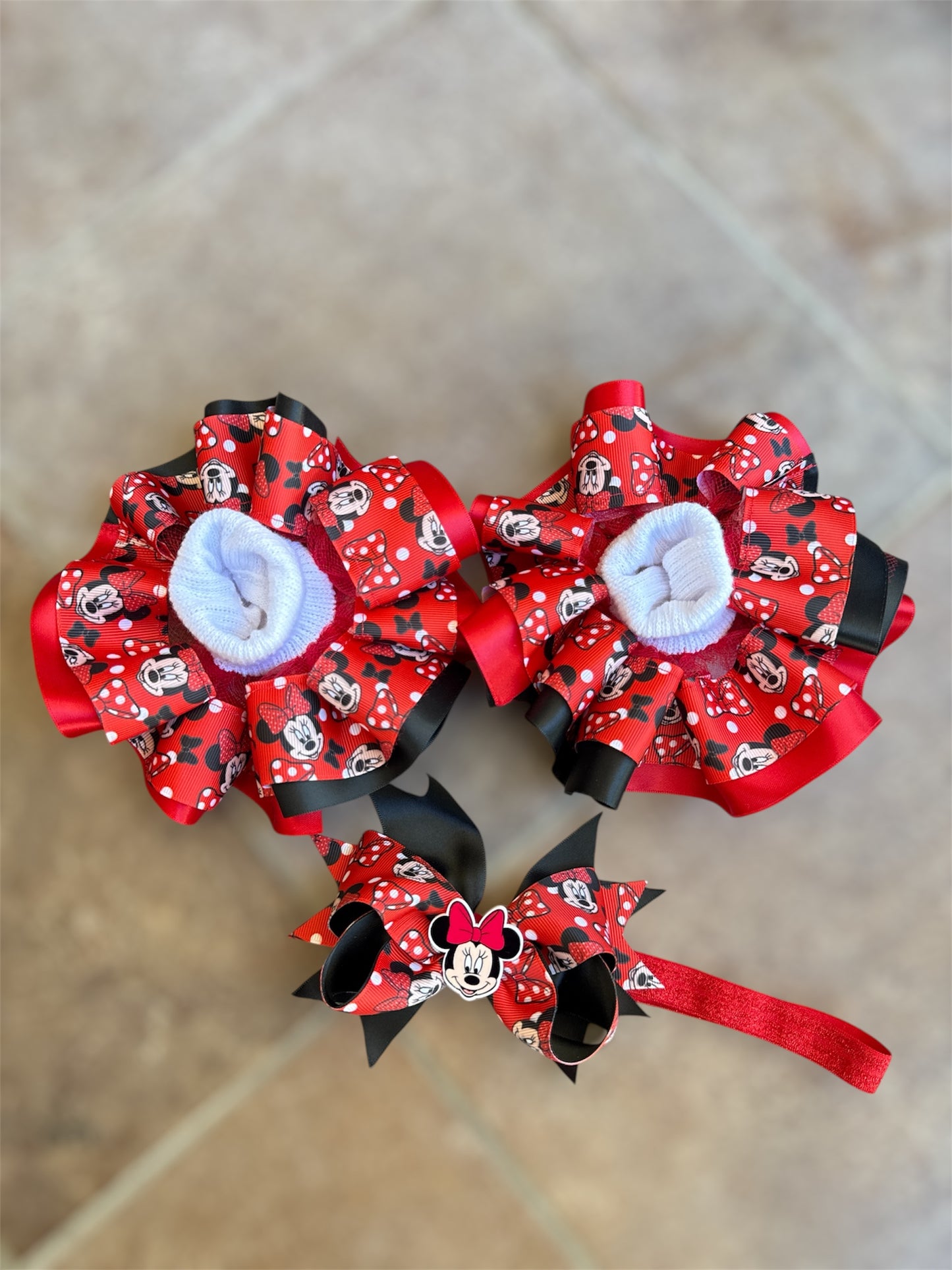 Minnie Mouse Ruffle socks, Minnie Mouse tutu socks, Minnie Mouse hair accessories