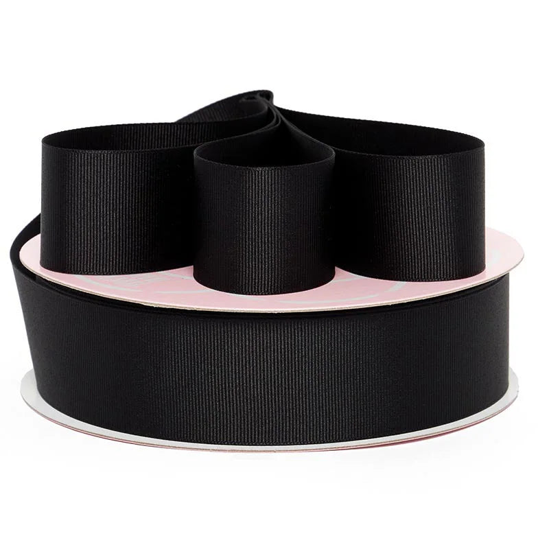 ๐ 3 Yards ๐ 1.5inch/38mm Black Solid Color Grosgrain Ribbon