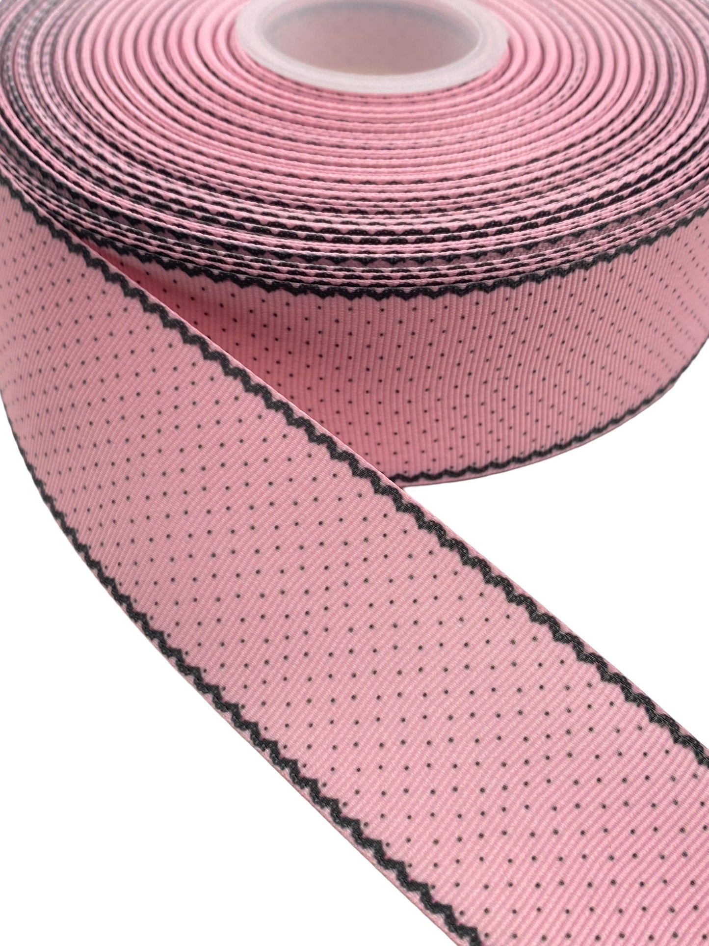 #C72 ( 38mm / 1.5 inch Ribbon, Pink Polka dot Ribbon) 1 Yard 🟢