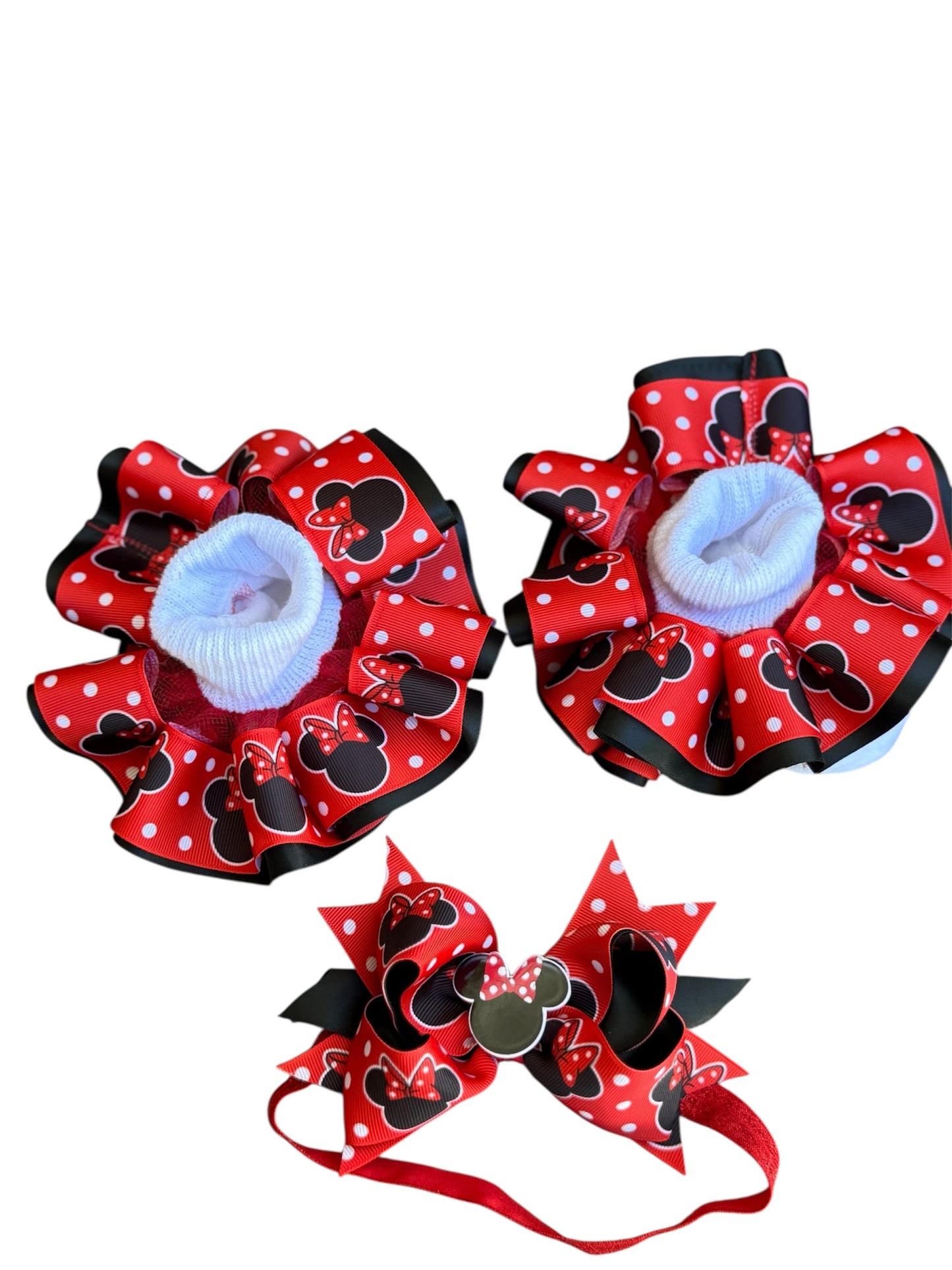Minnie Mouse Ruffle socks, Minnie Mouse tutu socks, Minnie Mouse hair accessories