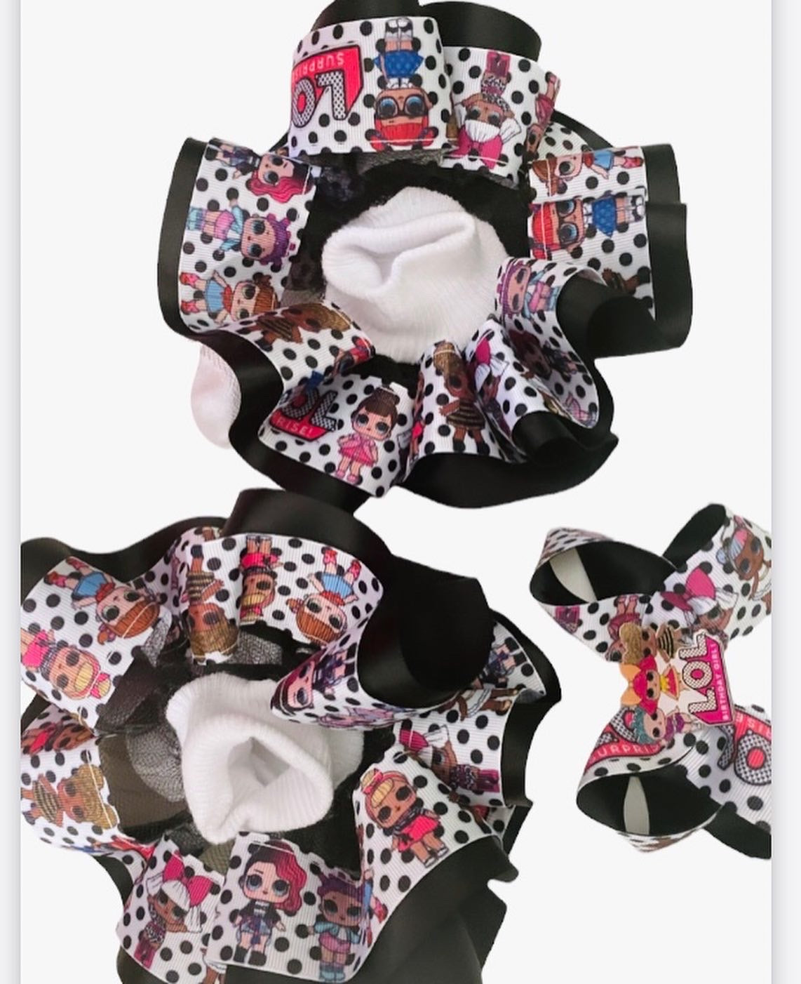 lol Doll Ruffle Socks and Matching Hair clip ( Double Layer Ribbon Ruffle socks)