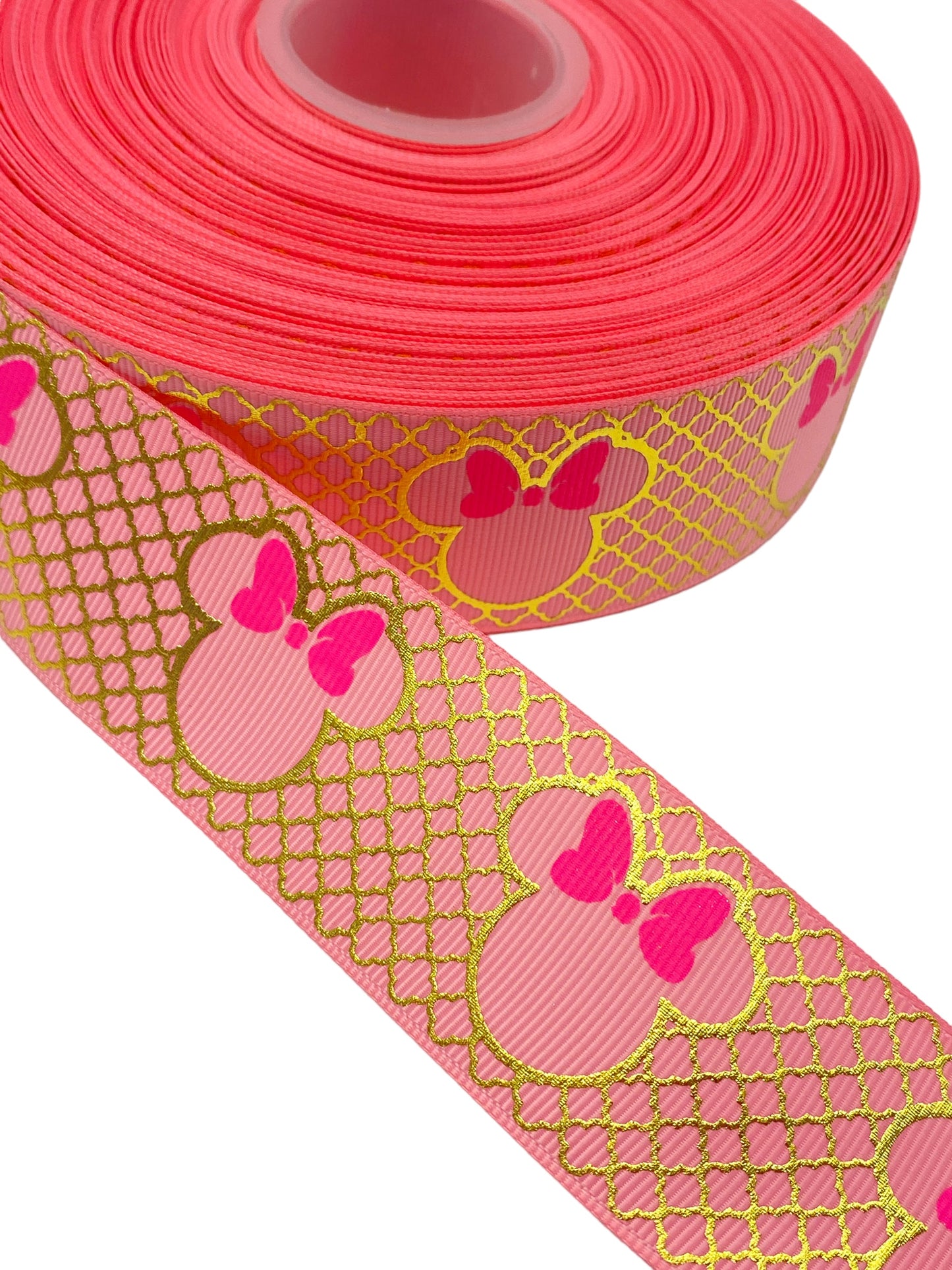 #C159 (Minnie Mouse Gold Foil Ribbon (38mm/ 1.5 inches ) 1 yard 🟢