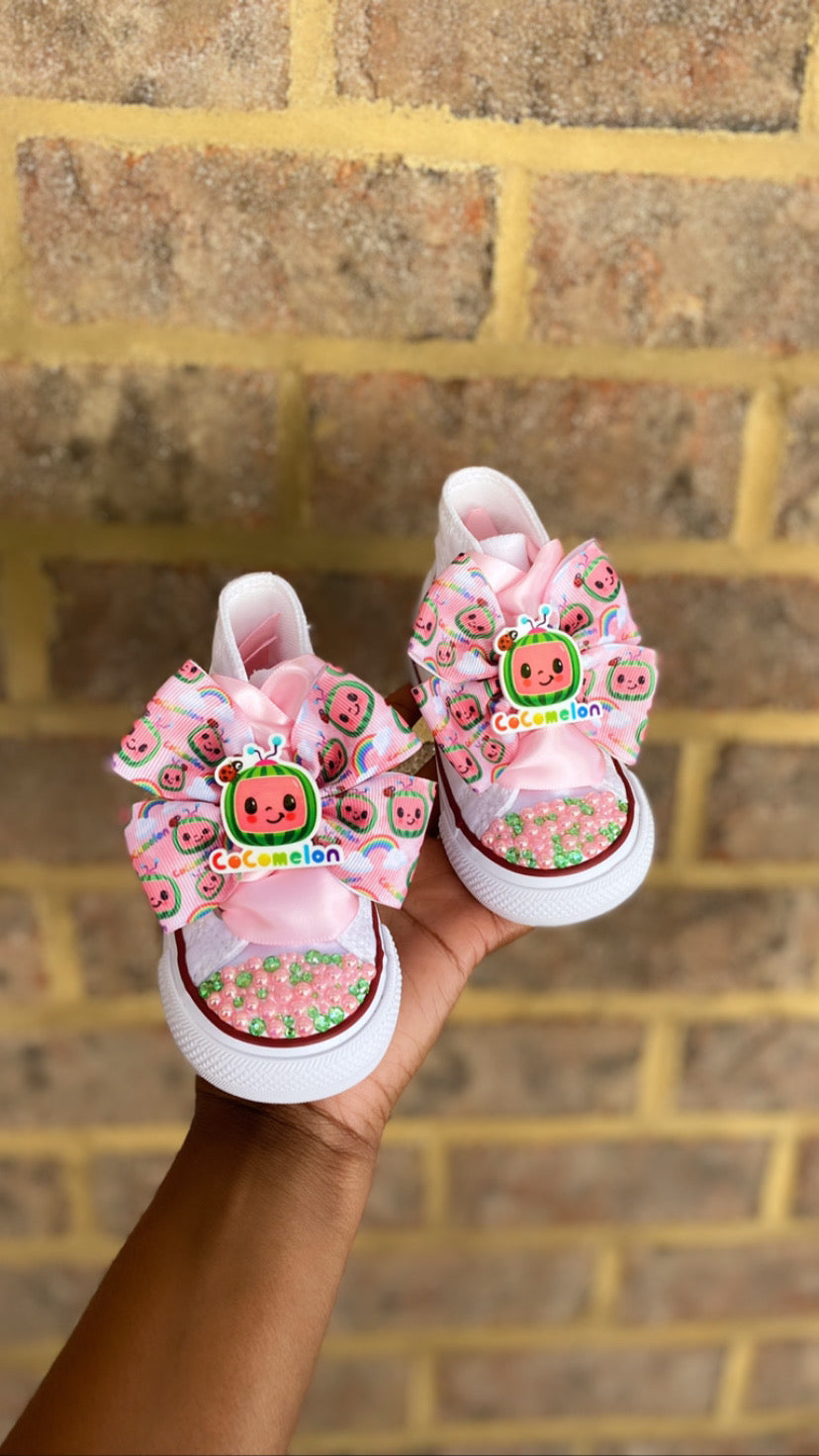 Bling Converse Shoes, Cocomelon Sneakers, Cocomelon Birthday shoes