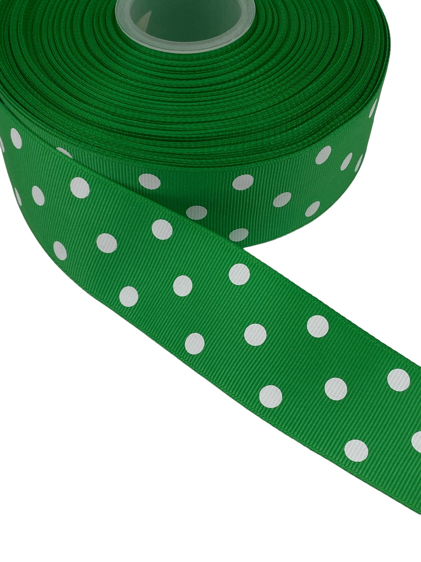 # C147 Green and white Polka Dot Ribbon (38mm /1.5 inches) 3 yards 🟢