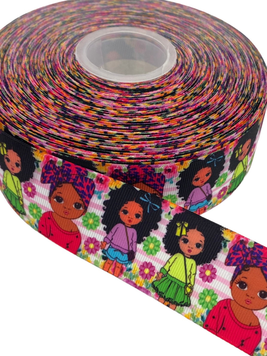 #C201 (Black Girl Ribbon (38mm /1.5 inches) 1 yard 🟢