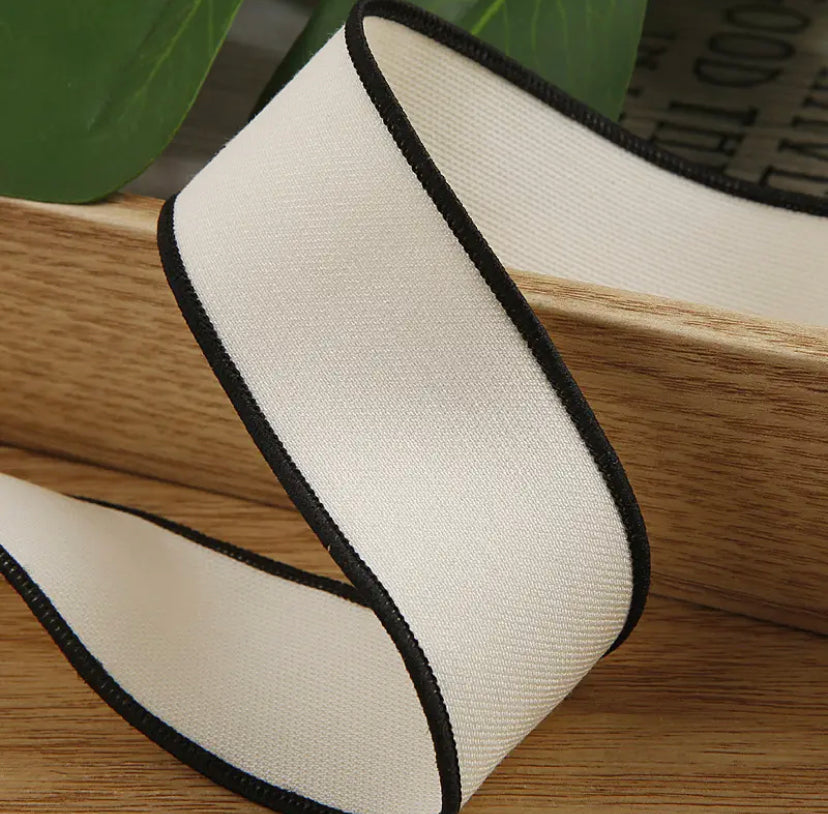 Black and white Ribbon 38mm/1.5 inch Ribbon (1 yard)