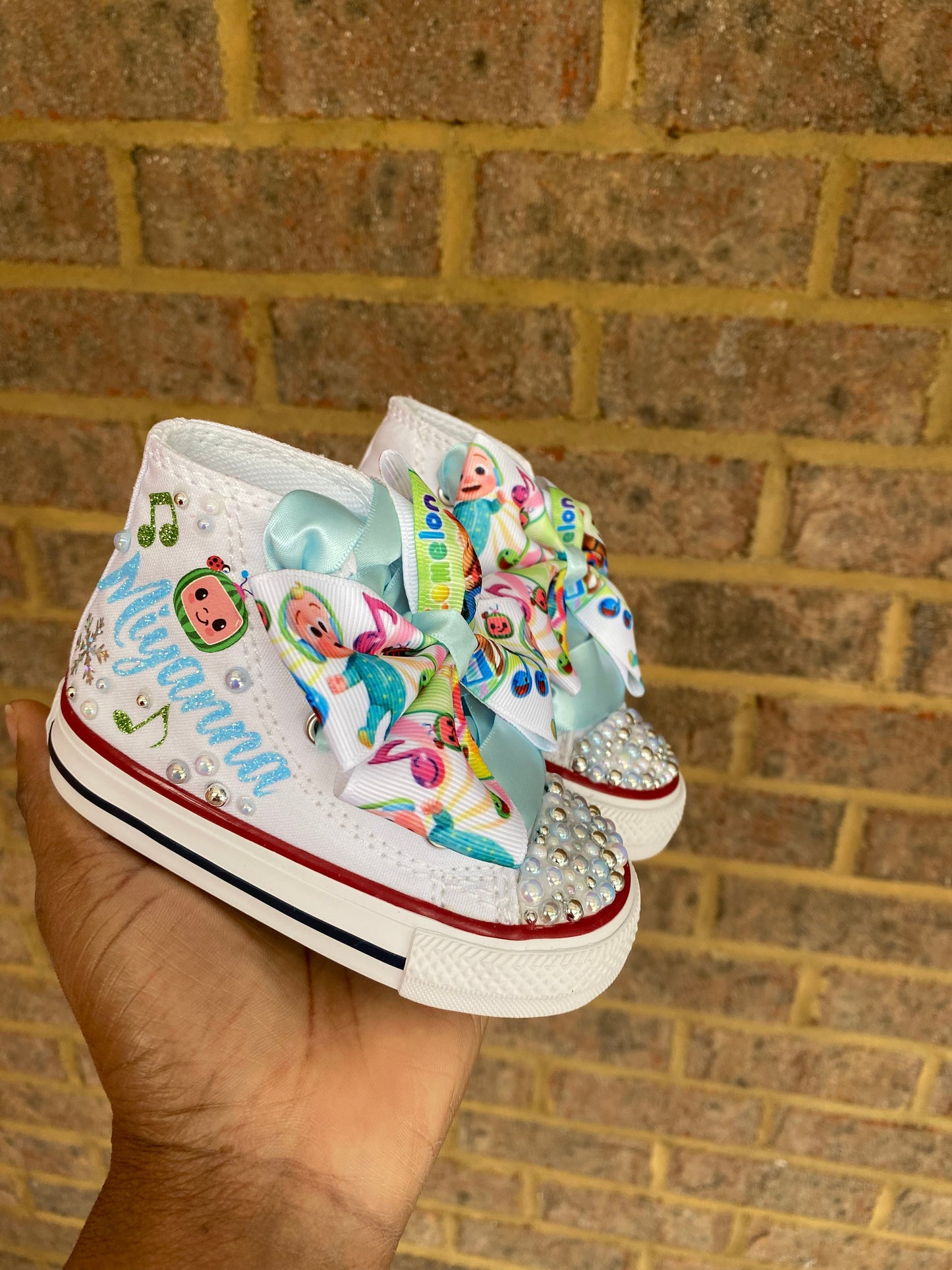 Cocomelon Bling Converse Shoes, Melon sneakers, Cocomelon shoes