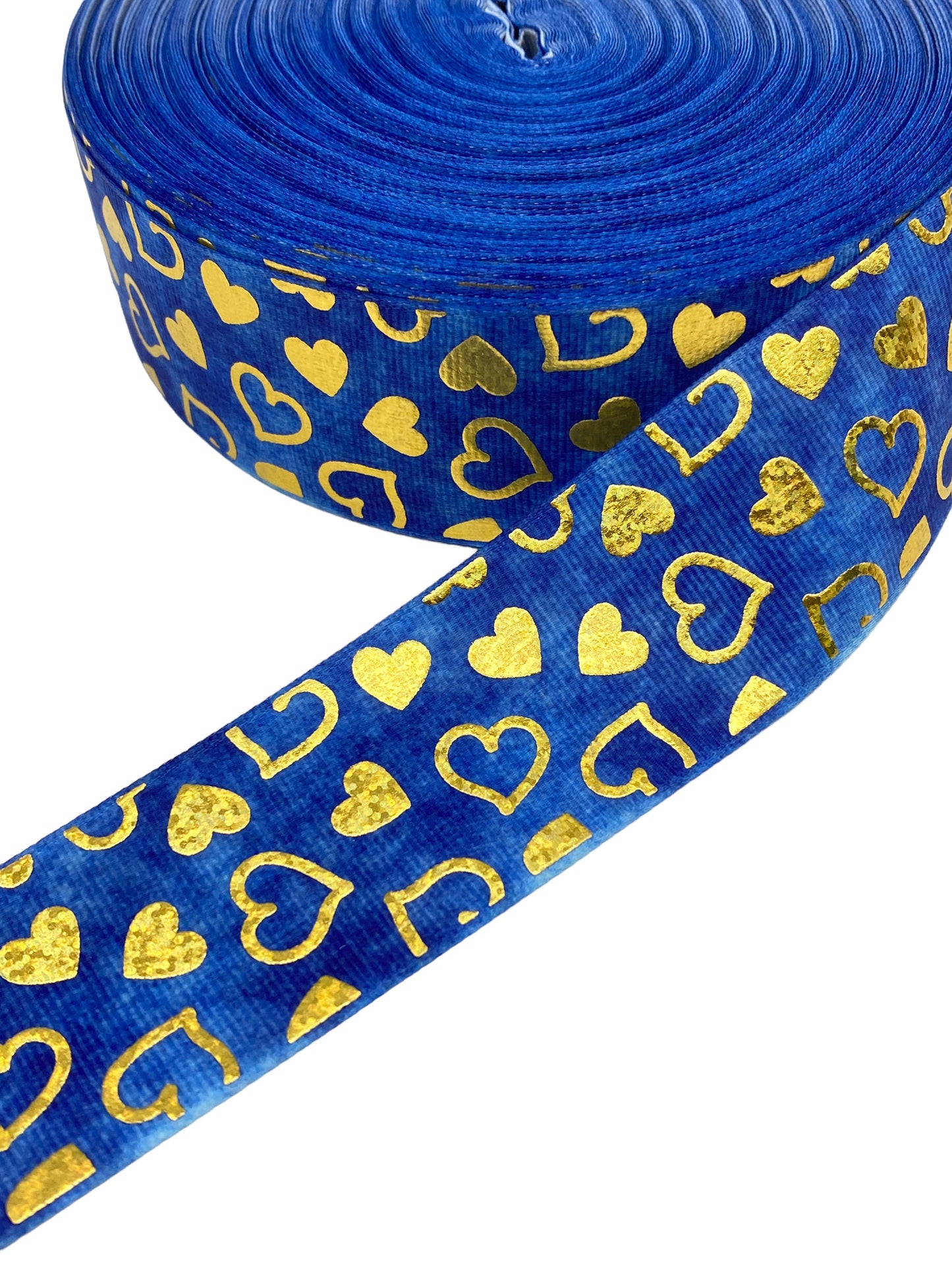 #C179 (Heart Gold Foil Ribbon (38mm /1.5 inches) 1 yard 🟢