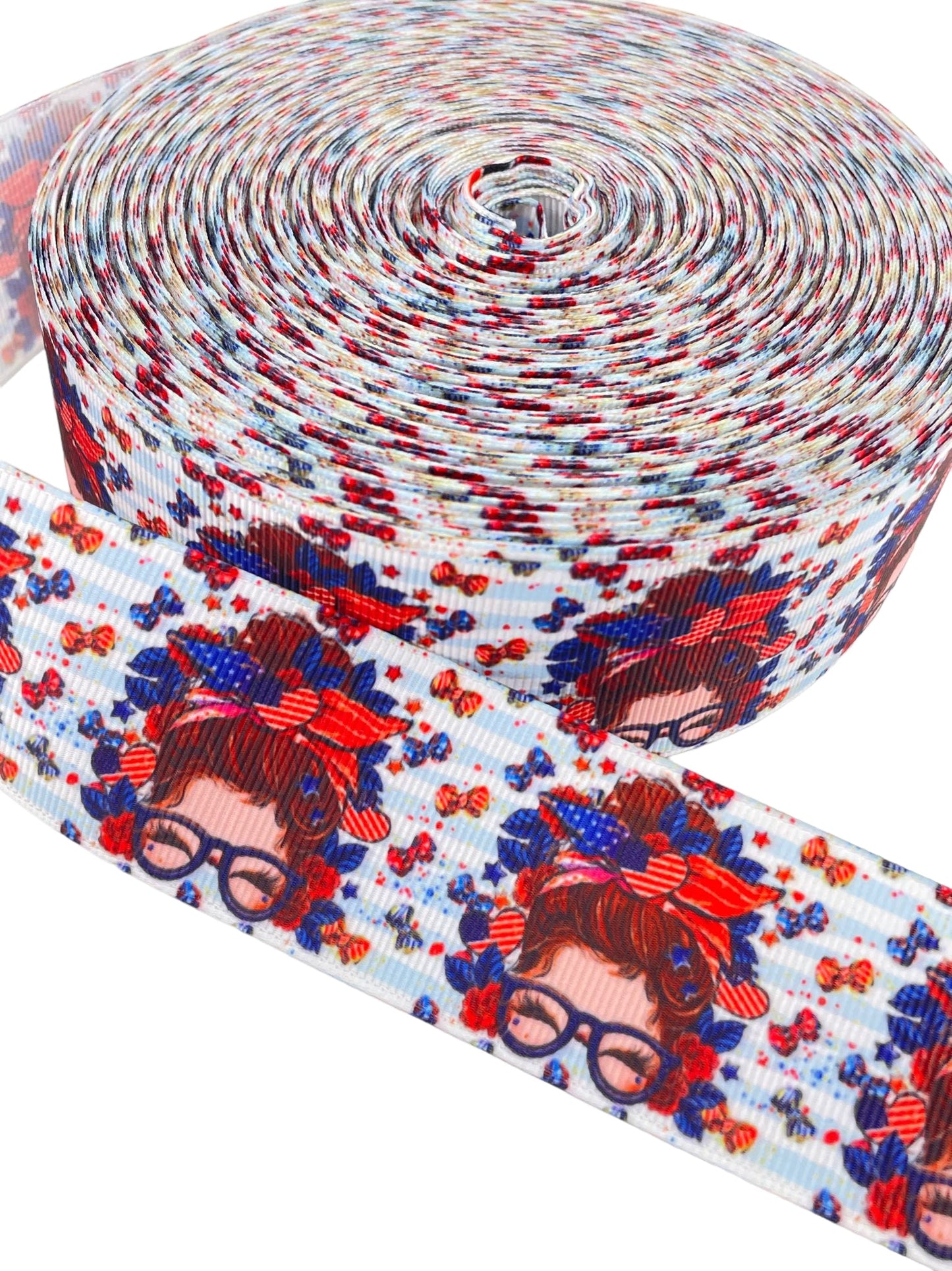 #C152 (4th Of July Ribbon 38mm / 1.5 inch Ribbon (1 Yards) 🟢