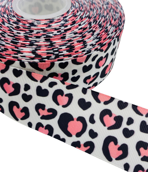Leopard heart Ribbon (1.5 inch/ 38mm) 1 yard π’