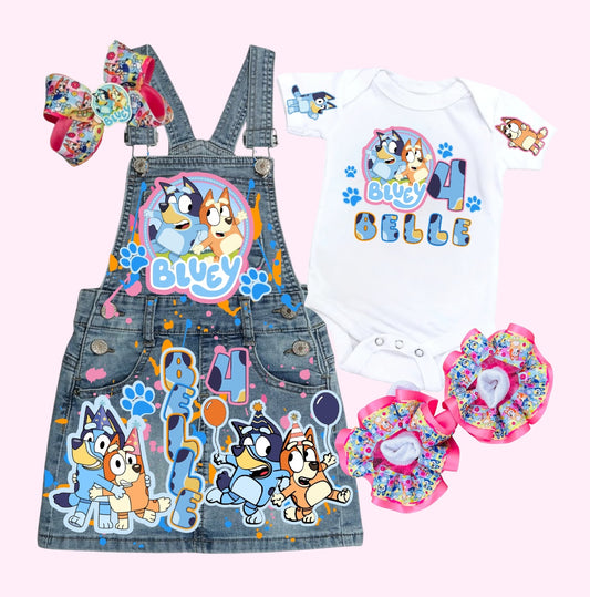 Bluey Denim overall Dress, Bluey Jeans outfit, Bluey Overall