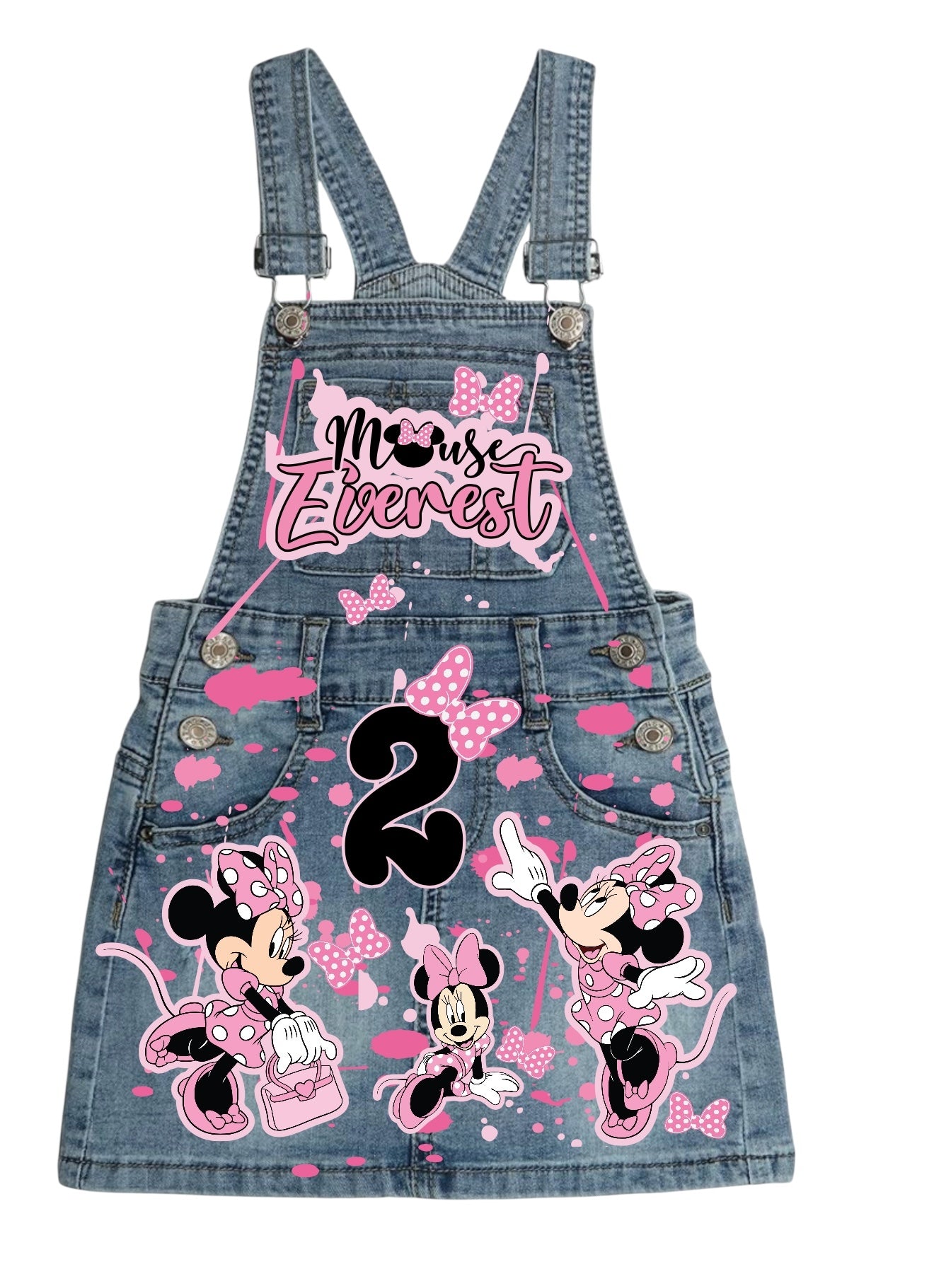 Minnie Mouse Denim overall outfit, jeans overall dress, Minnie mouse birthday jeans dress