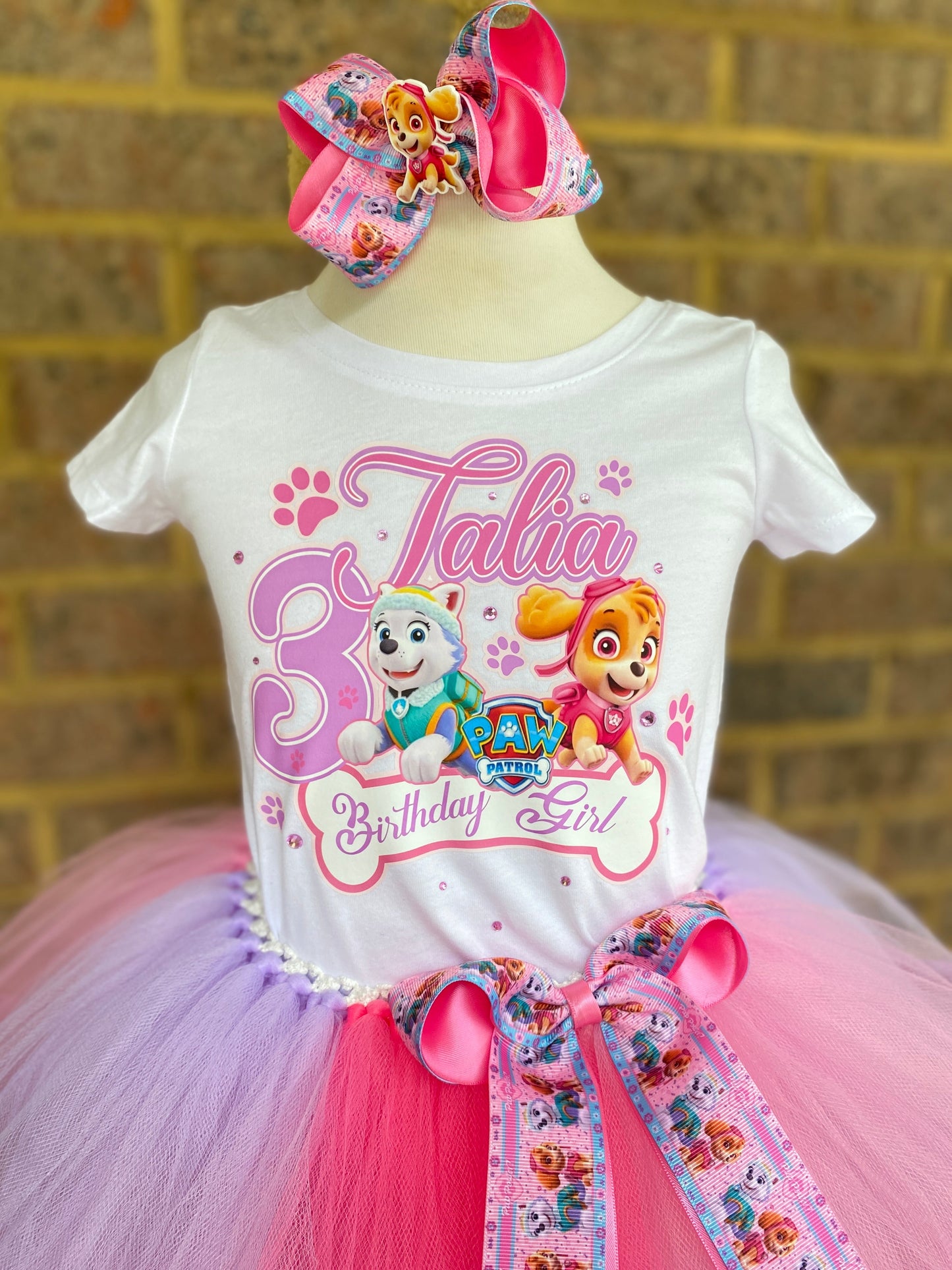 Paw Patrol 3 layer Ribbon Trimmed tutu Outfit