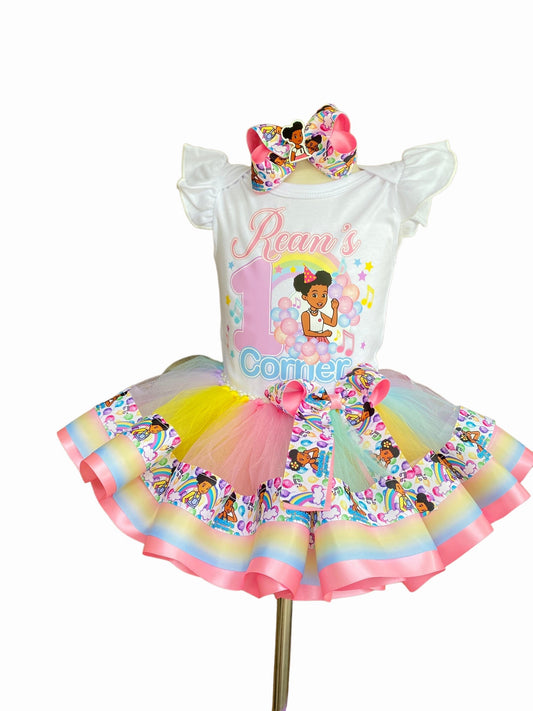 Gracie Corner 3 Layer Ribbon Trimmed Tutu Outfit Gracie8