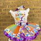 Word Party Tutu Outfit (3 Layer ribbon trimmed tutu)